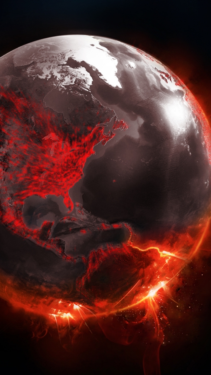 Download mobile wallpaper Fire, Earth, From Space, Hell for free.
