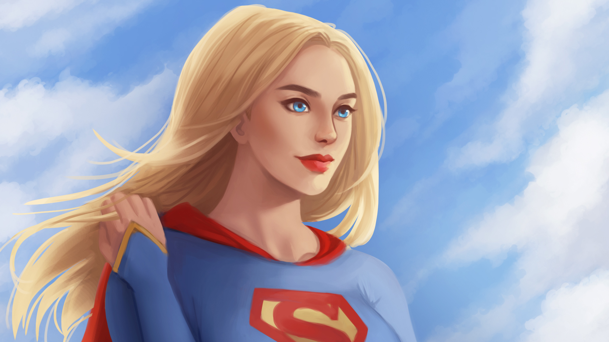 Laden Sie das Blaue Augen, Blondinen, Comics, Dc Comics, Lippenstift, Superman Der Film, Supergirl-Bild kostenlos auf Ihren PC-Desktop herunter