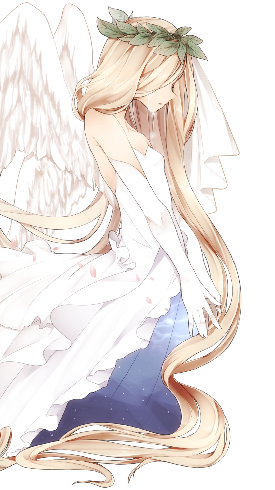 Download mobile wallpaper Anime, Wings, Angel, Blonde, Glove, Long Hair for free.