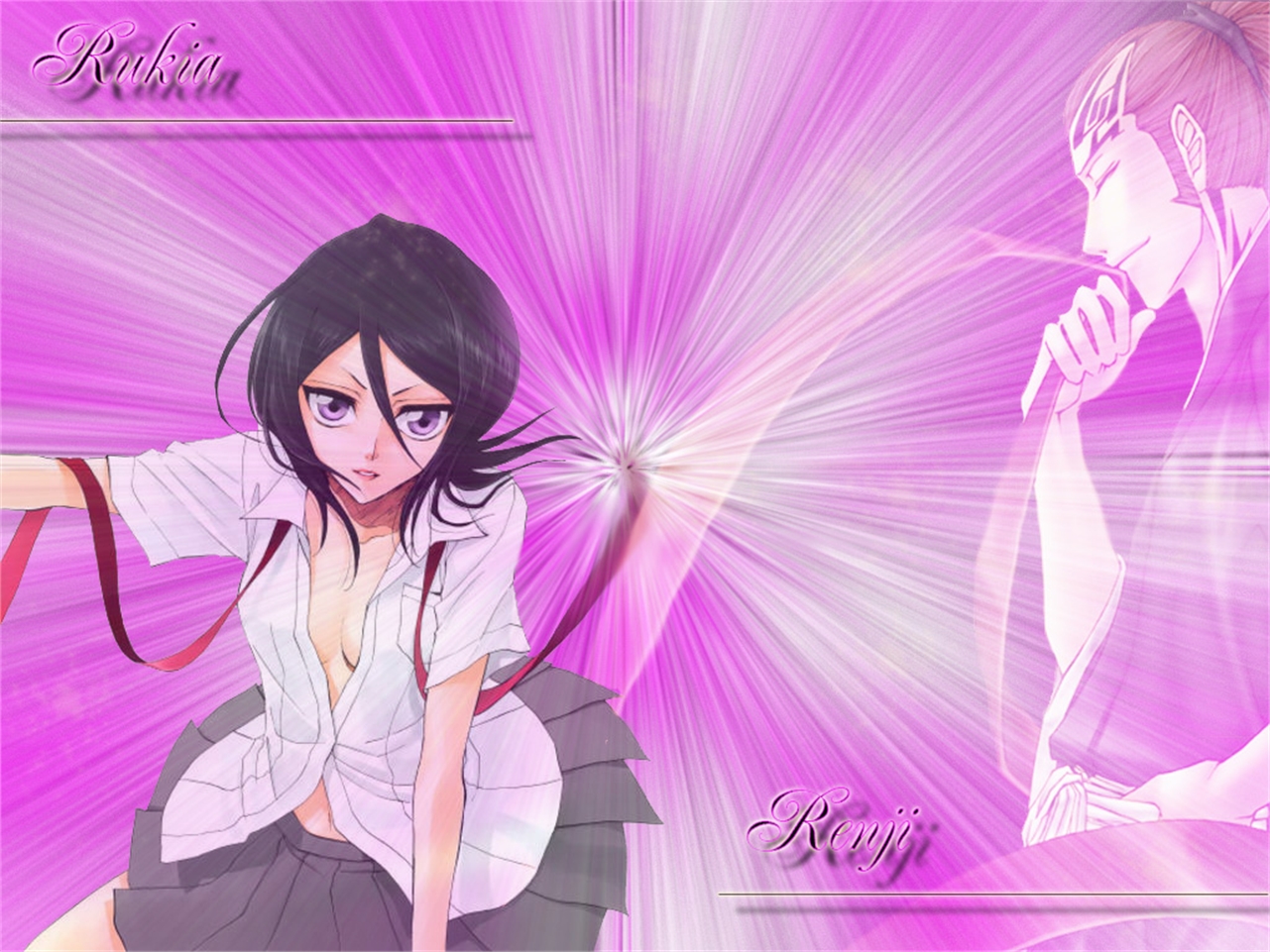 Handy-Wallpaper Bleach, Rukia Kuchiki, Animes, Renji Abarai kostenlos herunterladen.