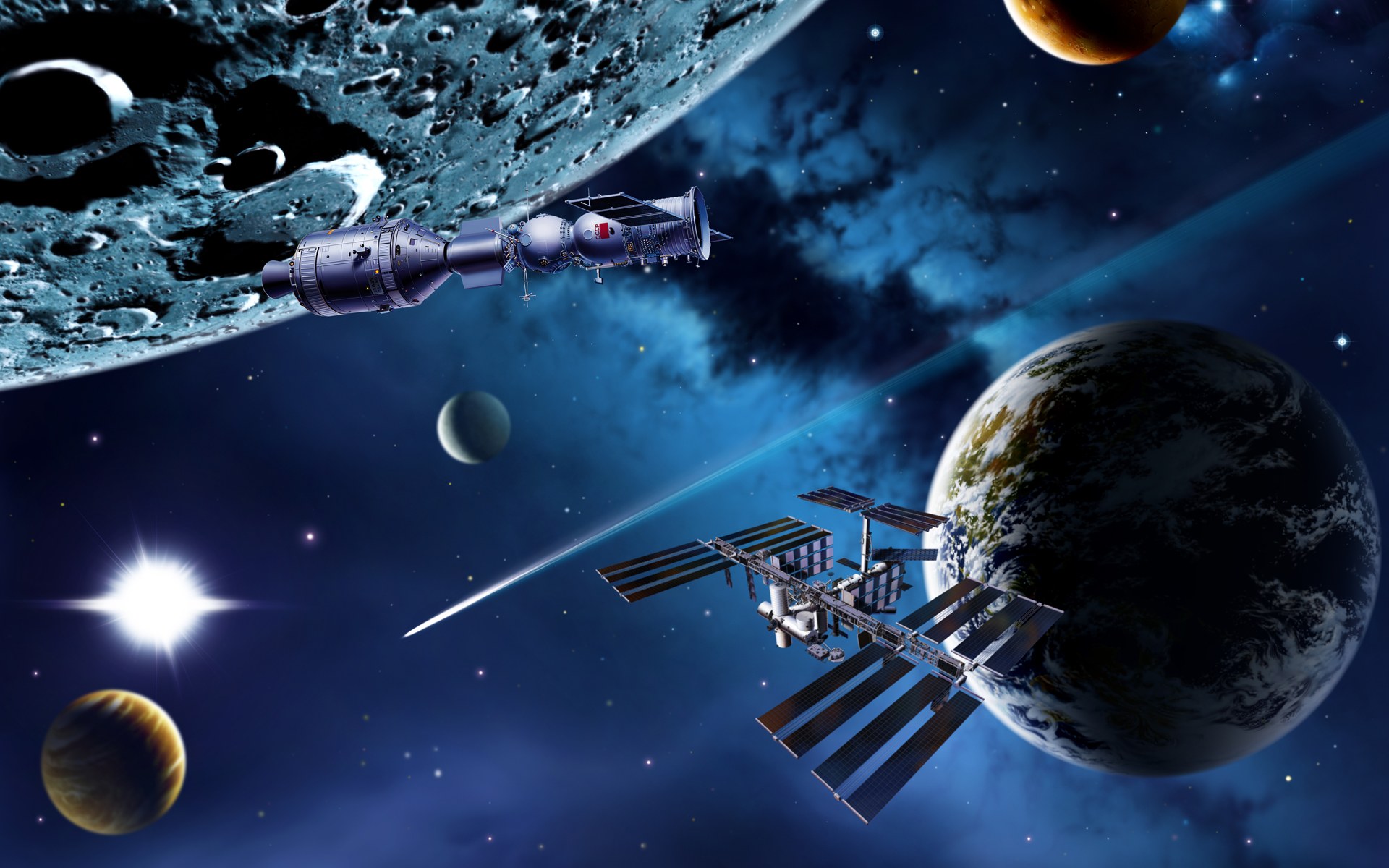 Baixar papel de parede para celular de Espaço, Planeta, Ficção Científica, Nave Espacial gratuito.