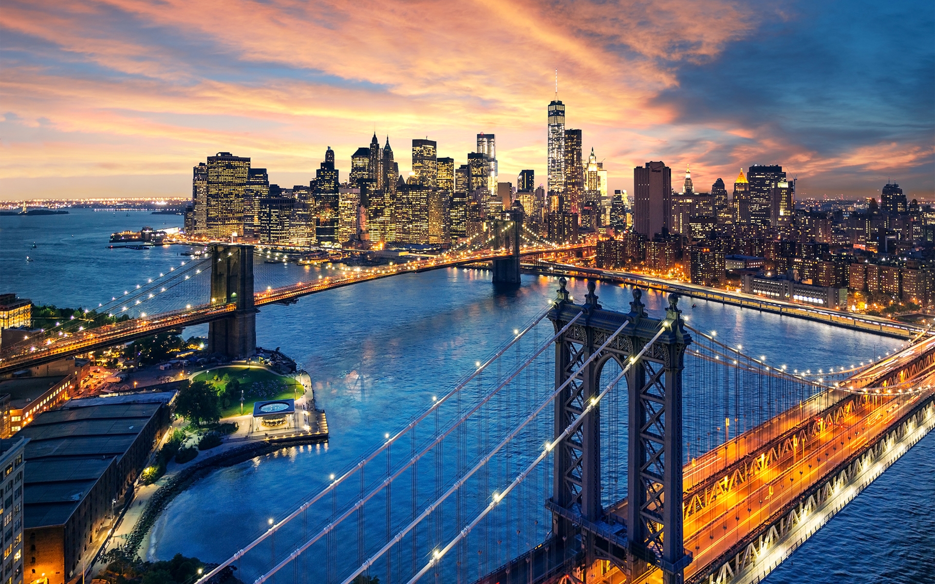 Скачать обои бесплатно Мосты, Мост, Нью Йорк, Бруклинский Мост, Сделано Человеком картинка на рабочий стол ПК