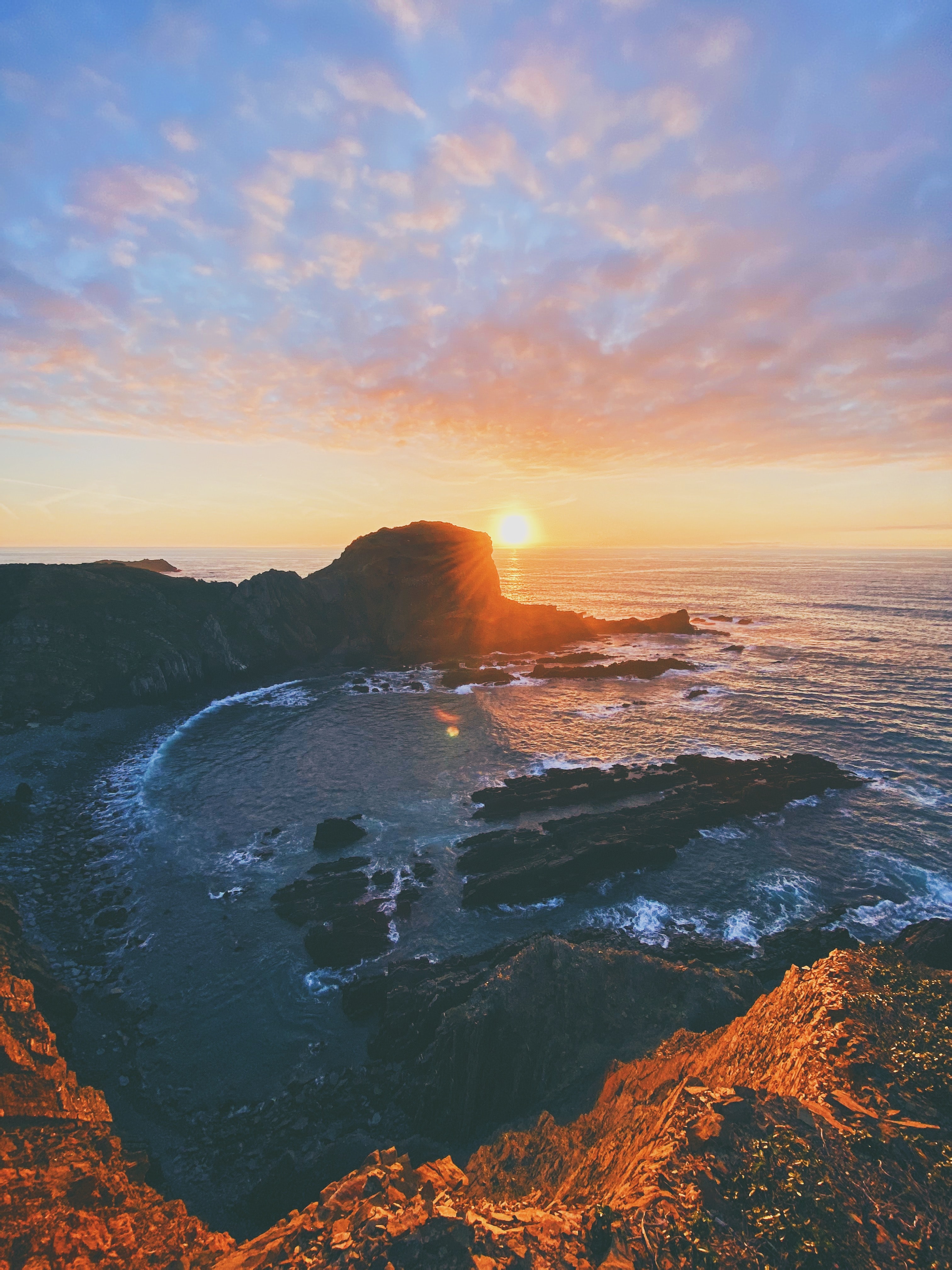 Laden Sie das Natur, Sun, Felsen, Die Steine, Mündung, Die Bucht, Sunset-Bild kostenlos auf Ihren PC-Desktop herunter