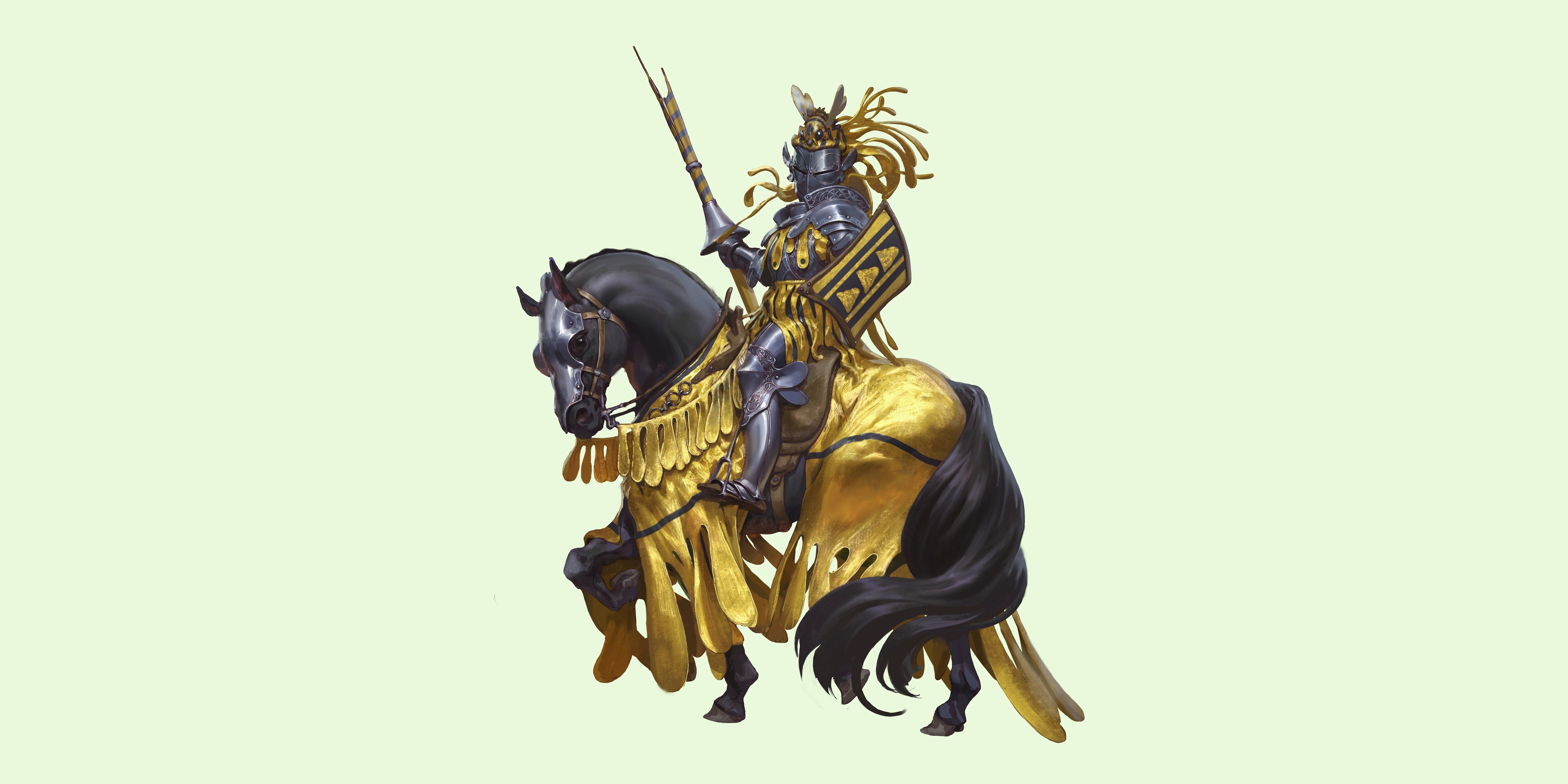 Download mobile wallpaper Fantasy, Shield, Warrior, Horse, Knight, Armor for free.