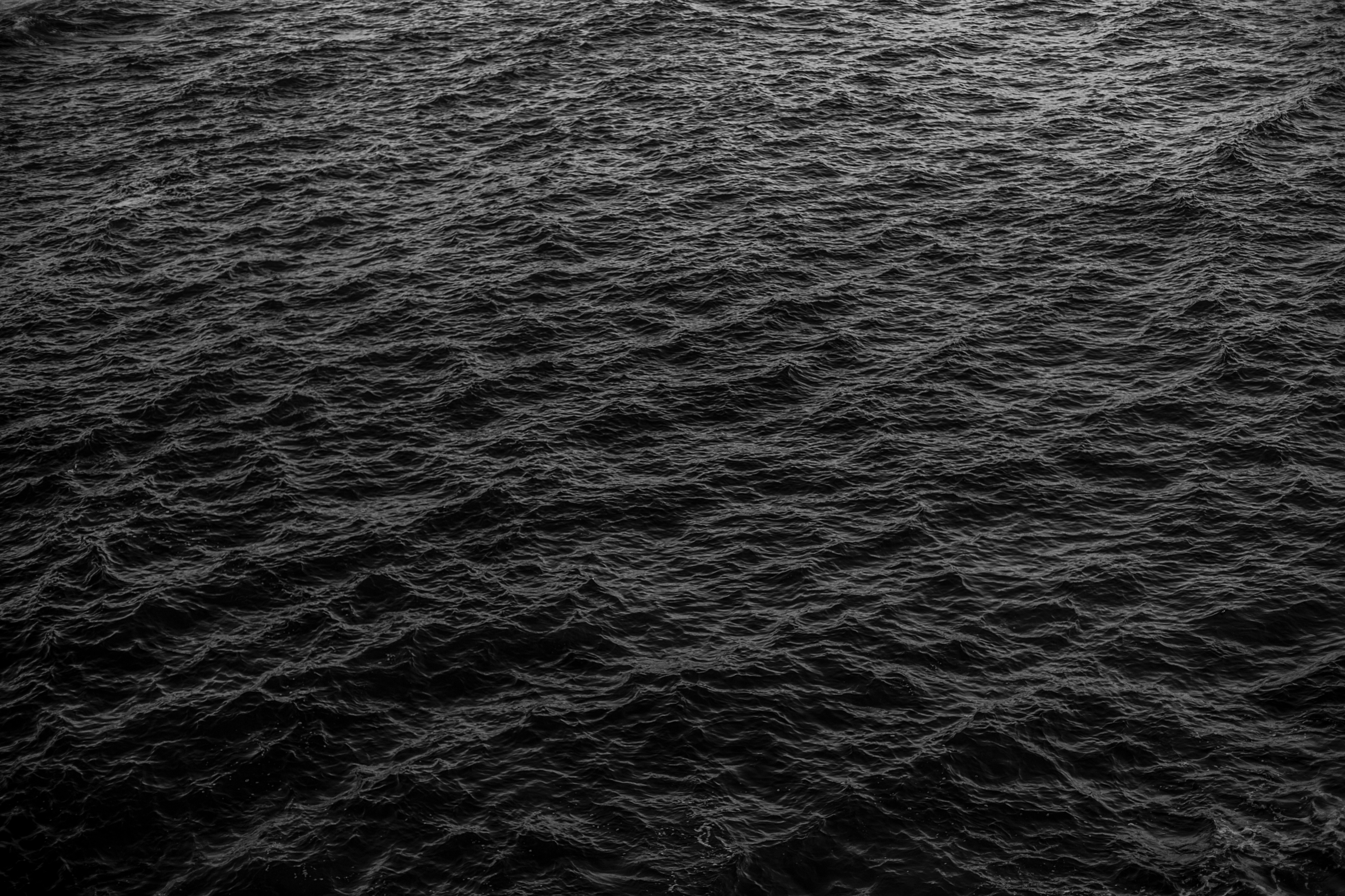 waves, black, surface, water, sea
