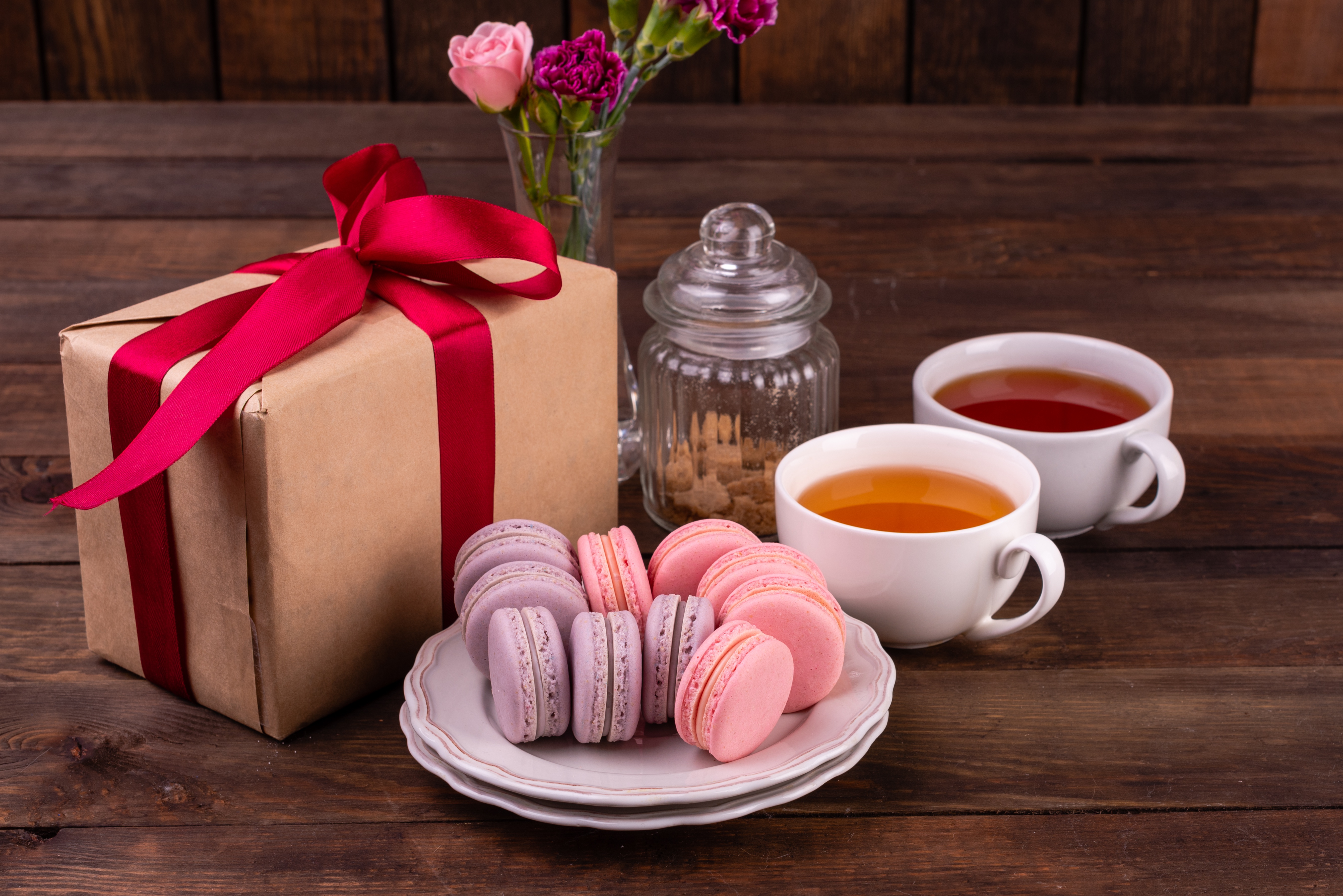Download mobile wallpaper Still Life, Cup, Gift, Tea, Photography, Macaron for free.
