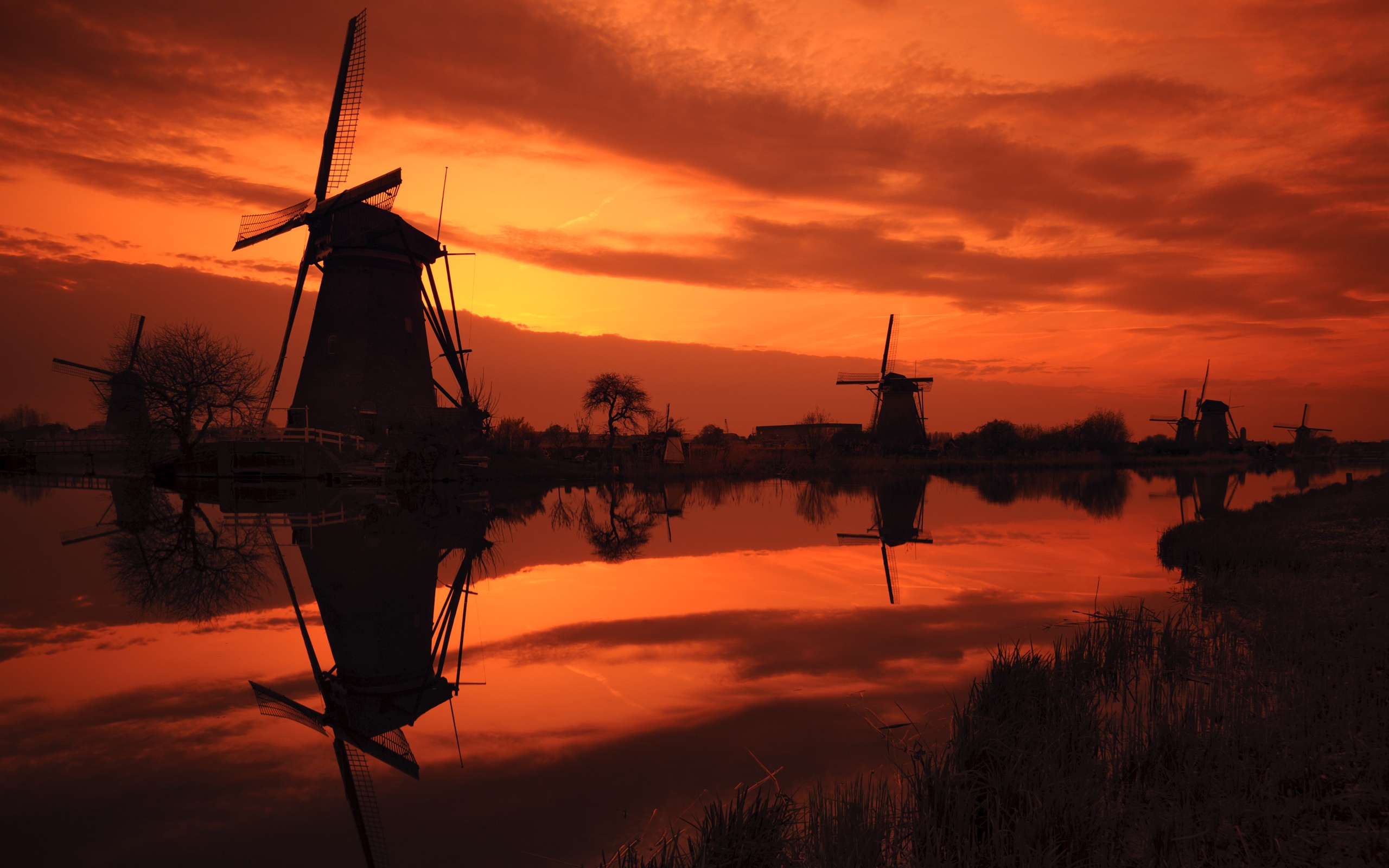 man made, windmill, sky, sunset