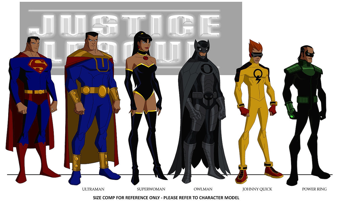 movie, justice league: crisis on two earths, dc comics, johnny quick (dc comics), owlman (dc comics), power ring, superman, superwoman, ultraman (dc comics), justice league