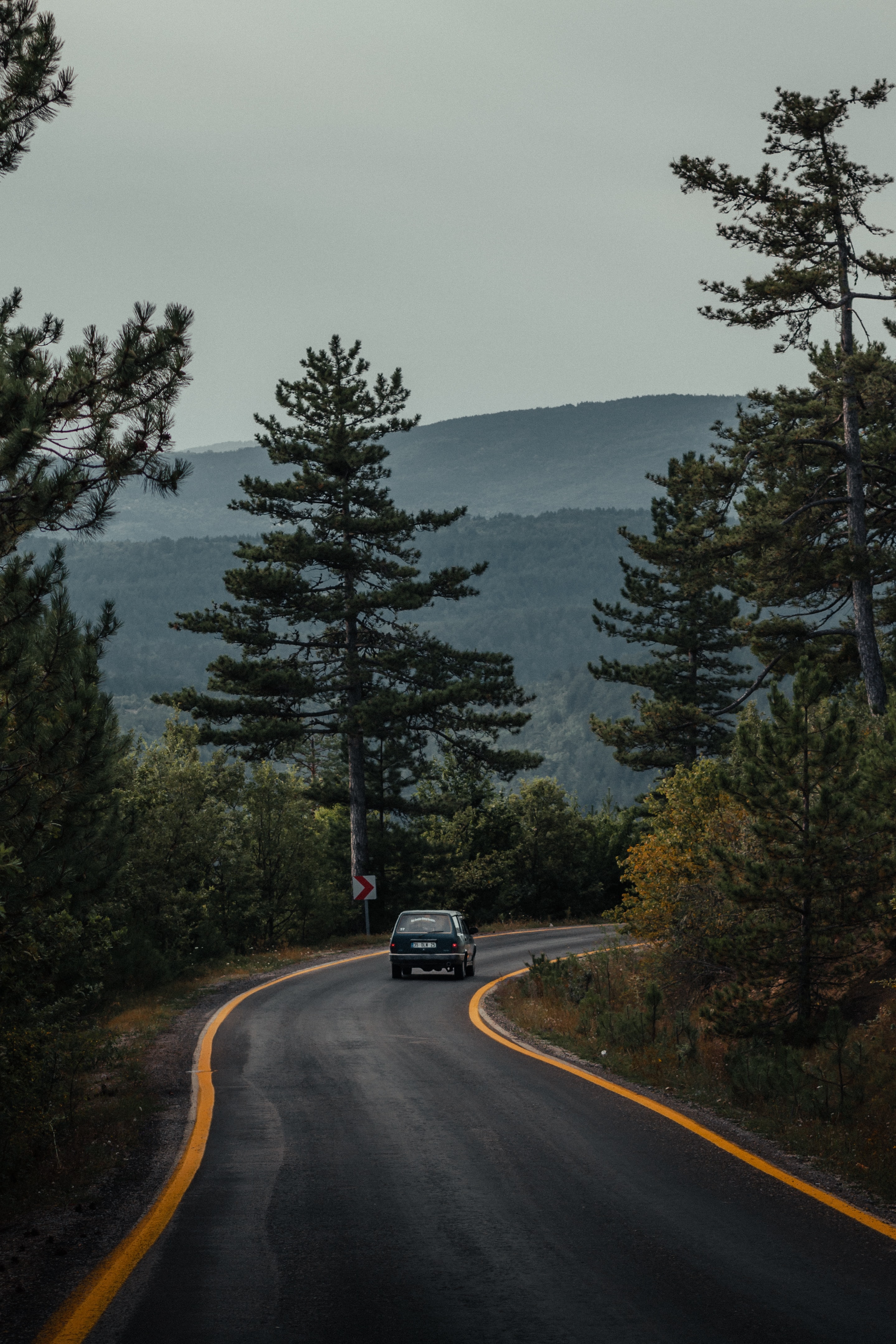 Free download wallpaper Nature, Trees, Road, Forest, Car, Machine on your PC desktop