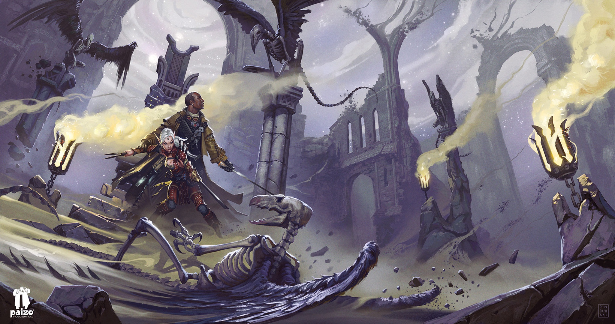 Download mobile wallpaper Dark, Temple, Warrior, Elf, Battle, Skeleton, Woman Warrior for free.