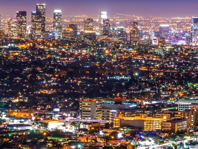 Download mobile wallpaper Cities, Night, Light, United States, Los Angeles, Man Made for free.