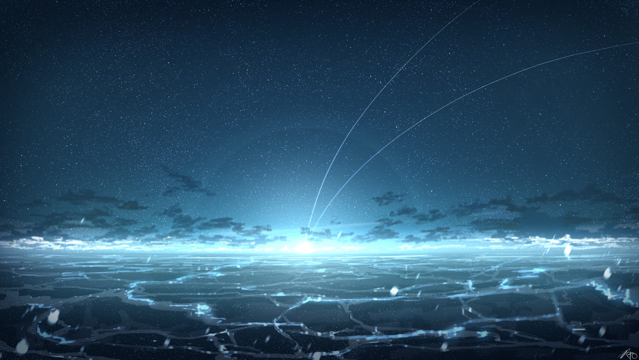 Download mobile wallpaper Anime, Sky, Night, Horizon for free.
