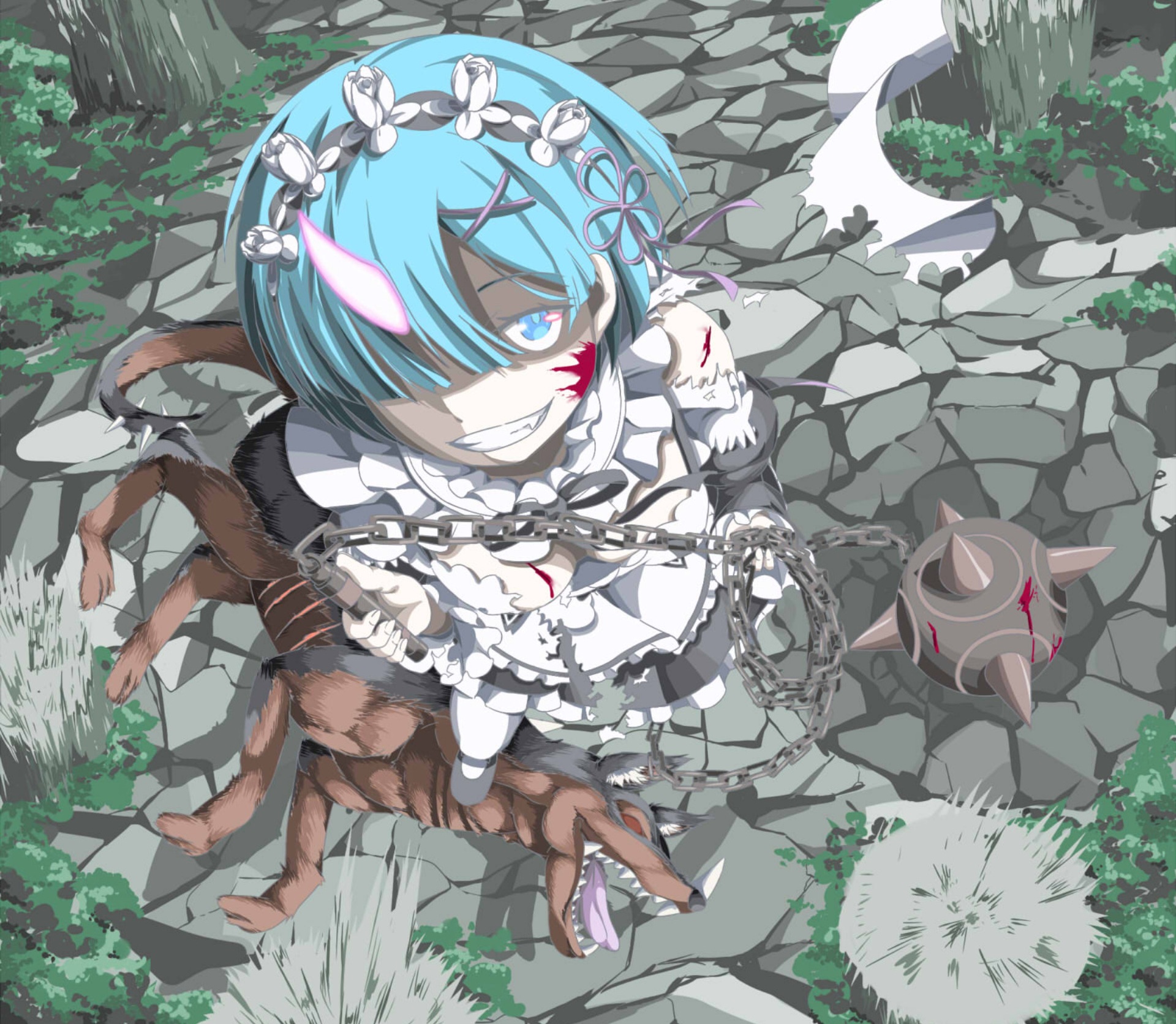 Download mobile wallpaper Anime, Horns, Demon, Blue Eyes, Blue Hair, Short Hair, Re:zero Starting Life In Another World, Rem (Re:zero) for free.
