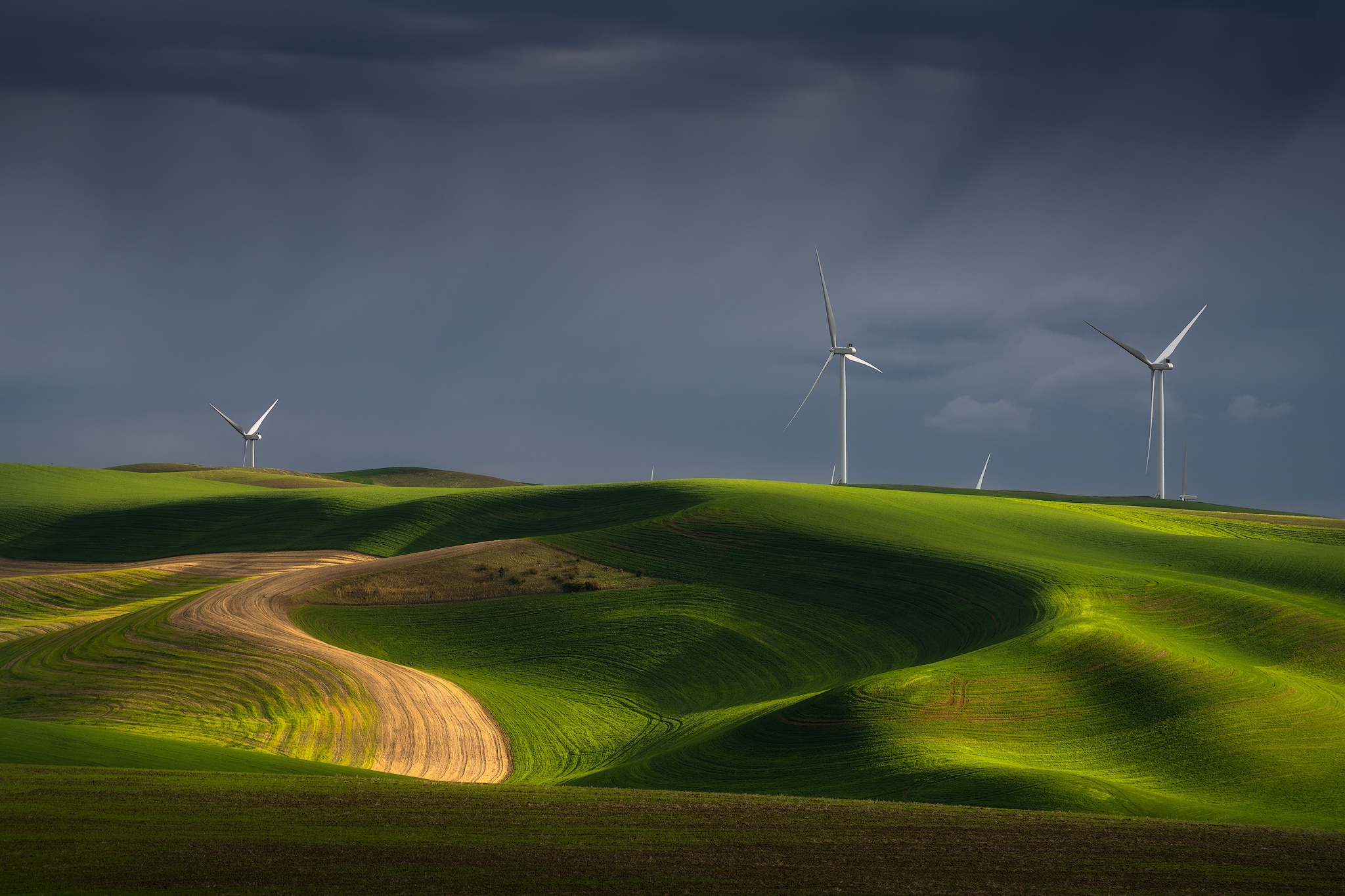 Free download wallpaper Landscape, Wind Turbine, Man Made on your PC desktop