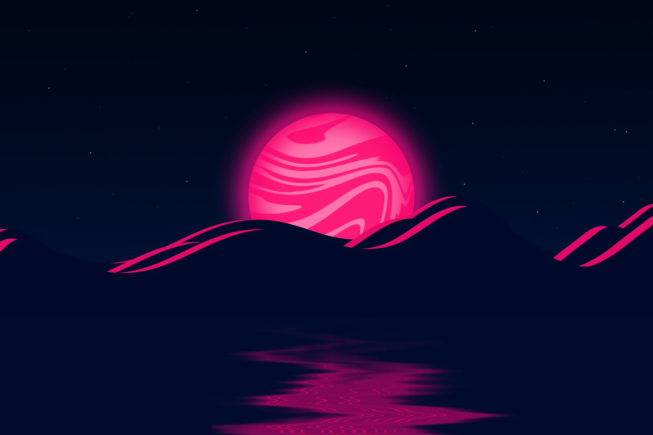 Free download wallpaper Landscape, Pink, Moon, Artistic on your PC desktop