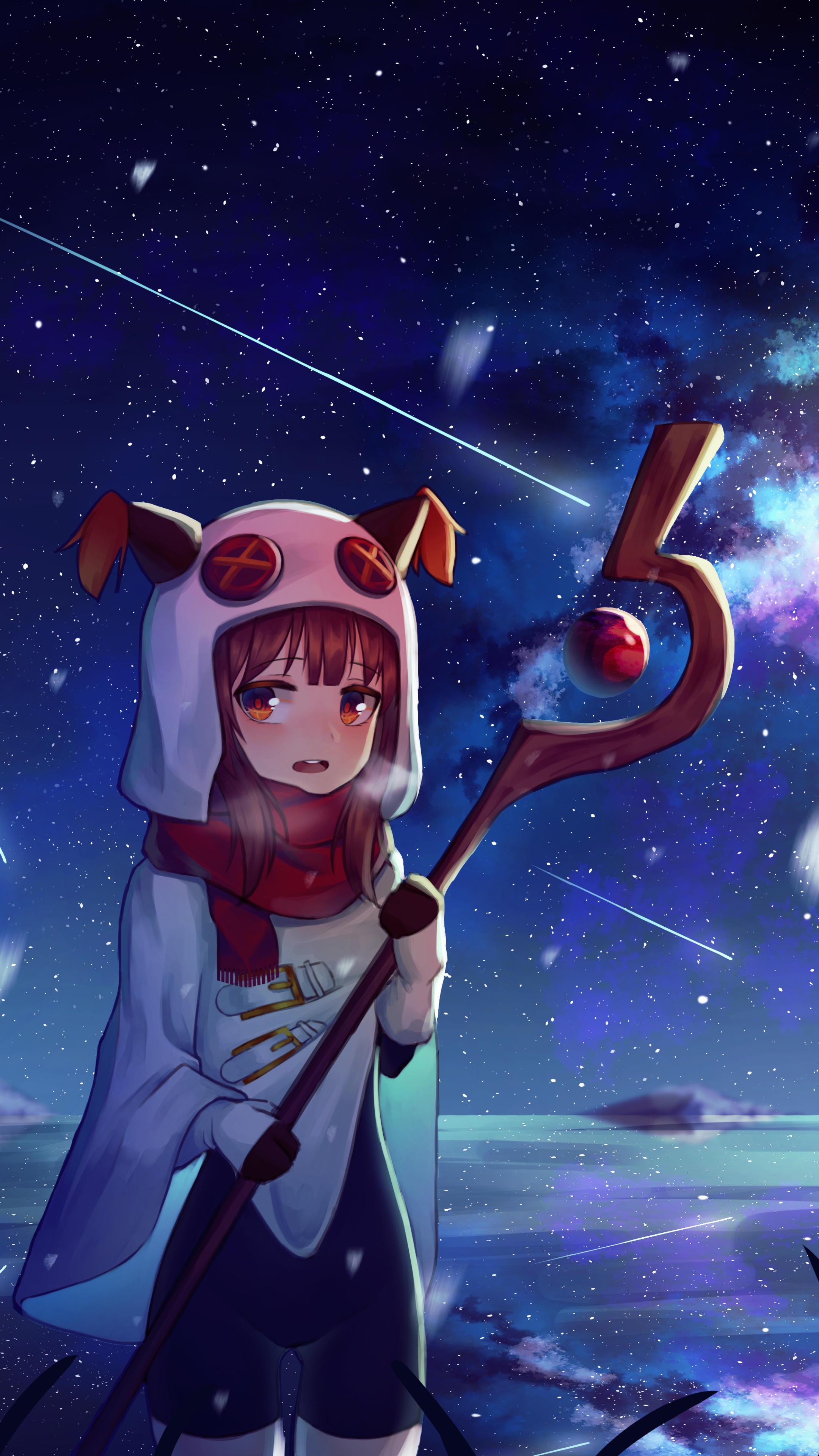 Handy-Wallpaper Animes, Braune Haare, Sternenklarer Himmel, Konosuba: God's Blessing On This Wonderful World!, Megumin (Konosuba), Konosuba kostenlos herunterladen.