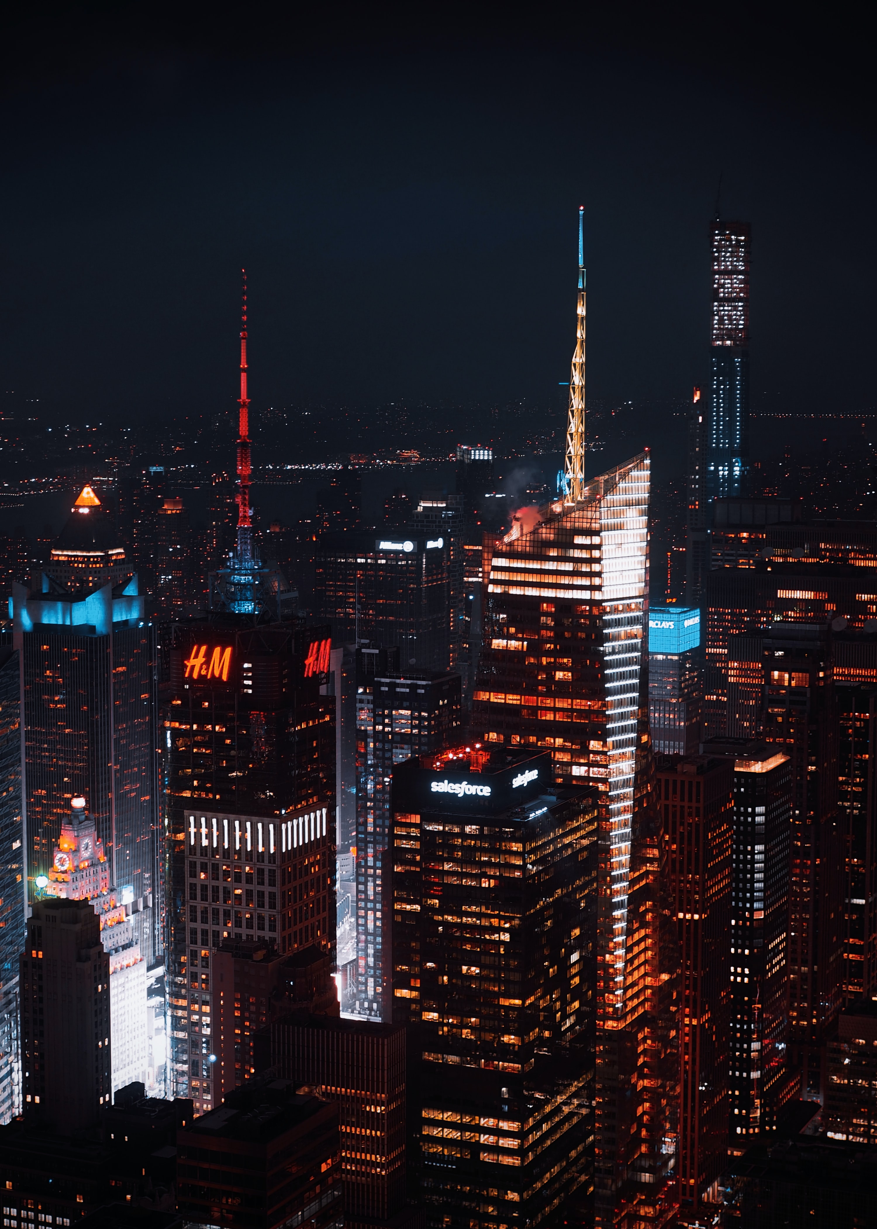 architecture, cities, night, city, building, view from above, skyscrapers Panoramic Wallpaper