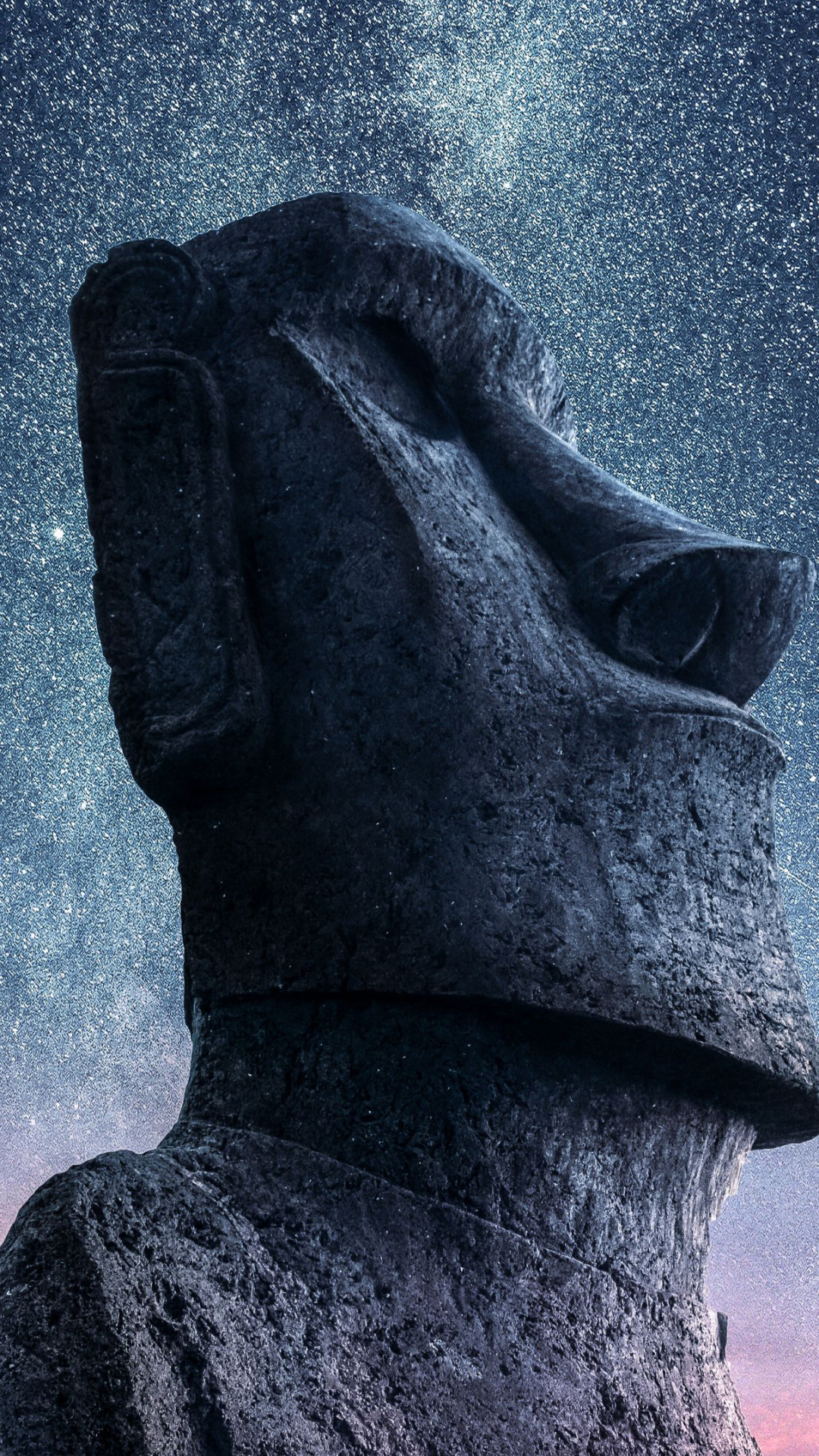 man made, moai, easter island, moai statues, stars