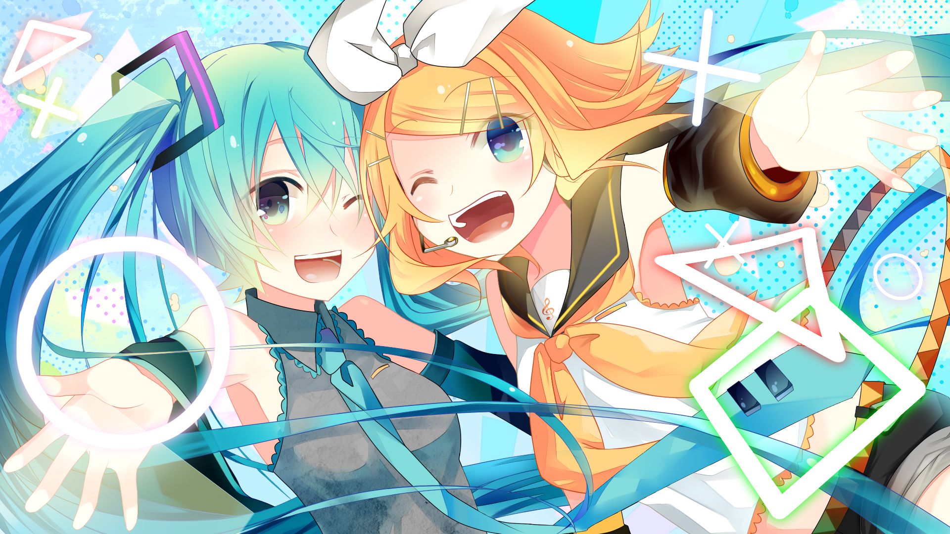 Free download wallpaper Anime, Vocaloid, Hatsune Miku, Rin Kagamine on your PC desktop