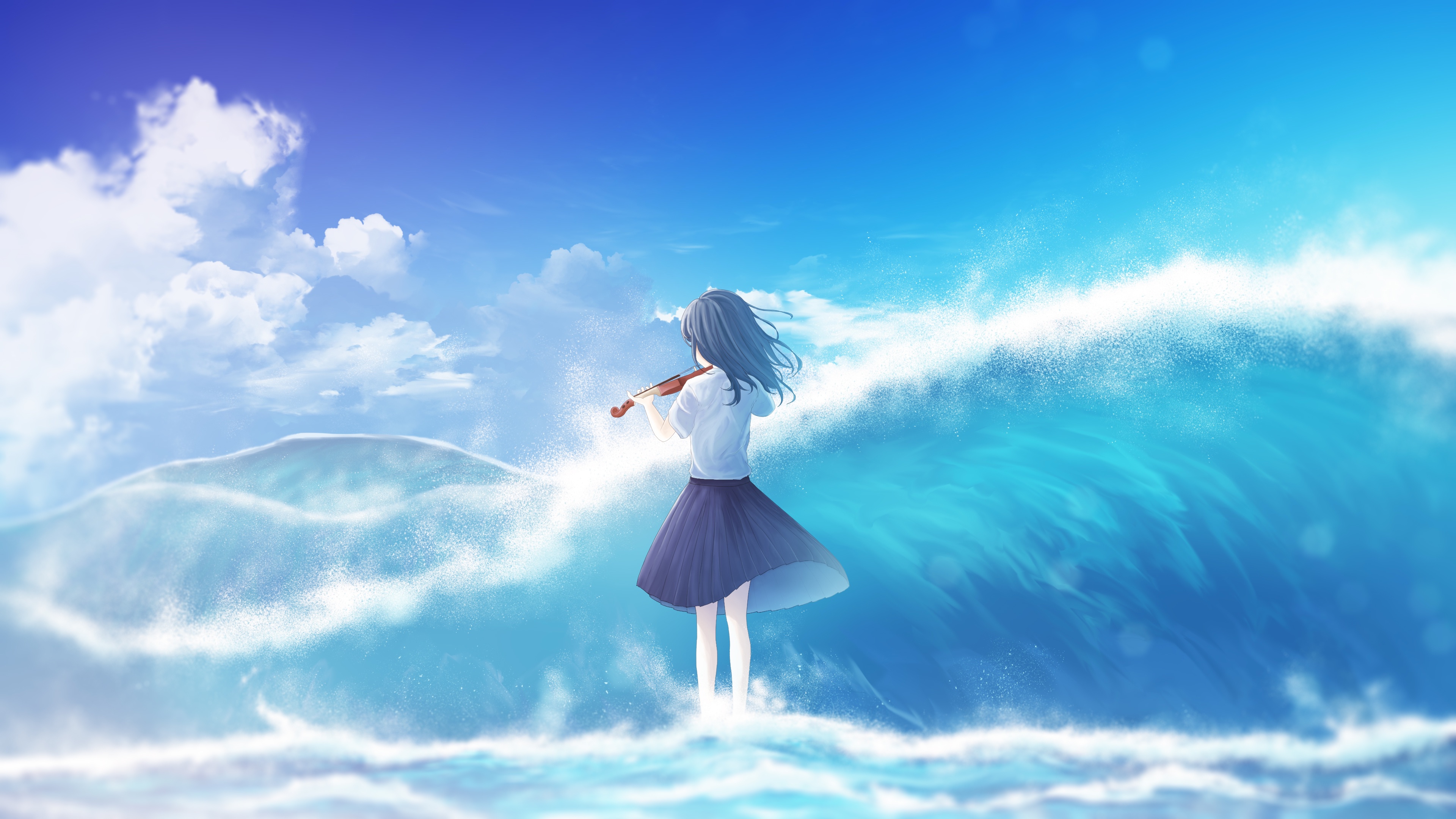 HD desktop wallpaper: Anime, Girl, Wave download free picture #1045324