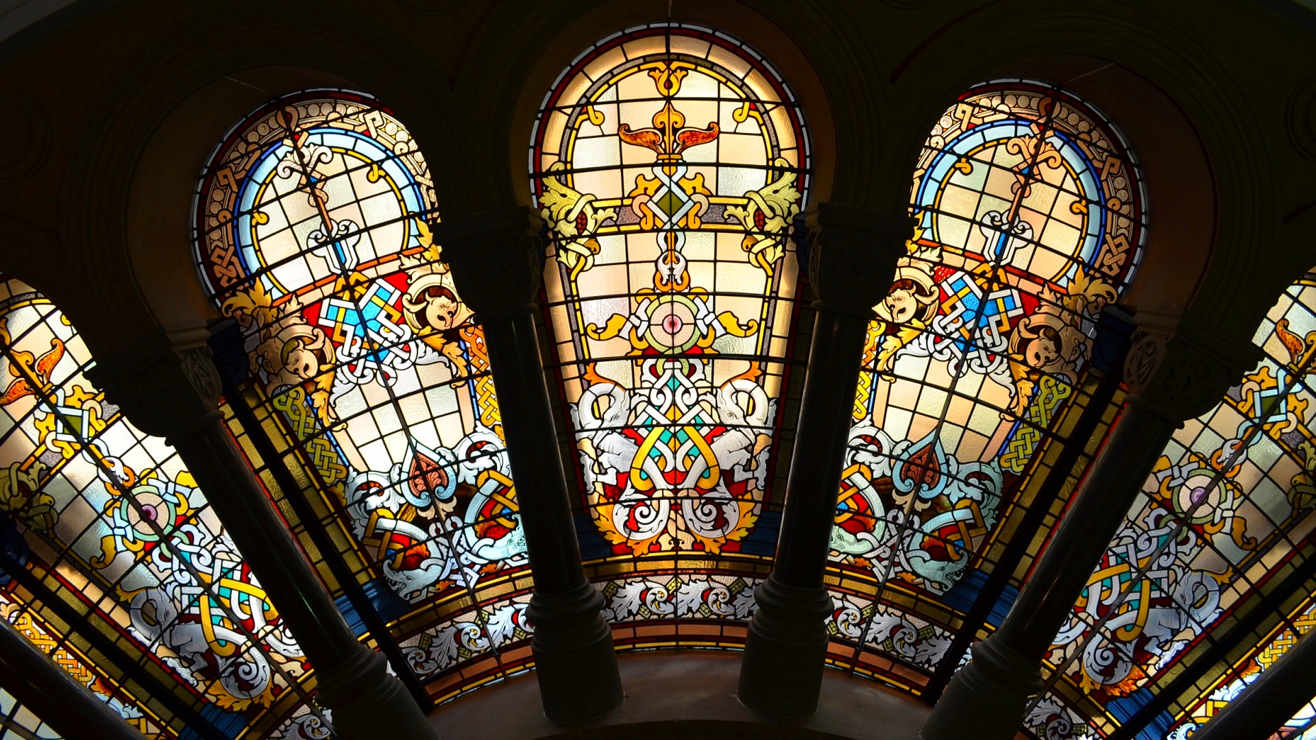 Download mobile wallpaper Colors, Window, Colorful, Stained Glass, Man Made, Queen Victoria Building for free.