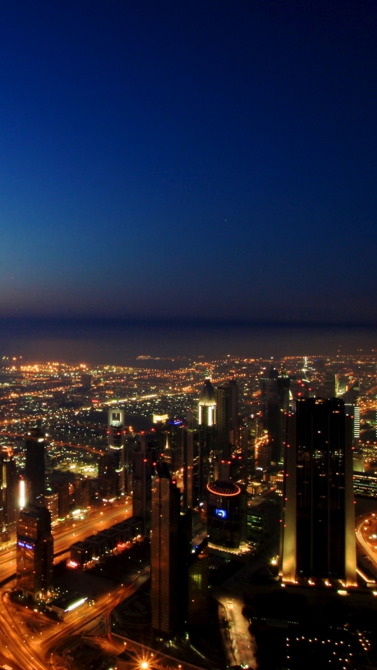 Download mobile wallpaper Cities, Night, Dubai, Man Made for free.