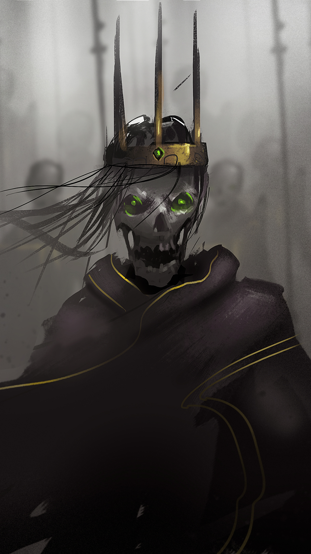 Download mobile wallpaper Dark, Crown, Warrior, Skeleton for free.