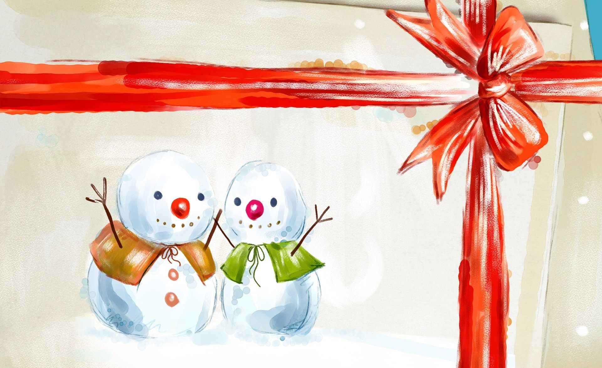 Download mobile wallpaper Snowman, Gift, Painting, Artistic for free.