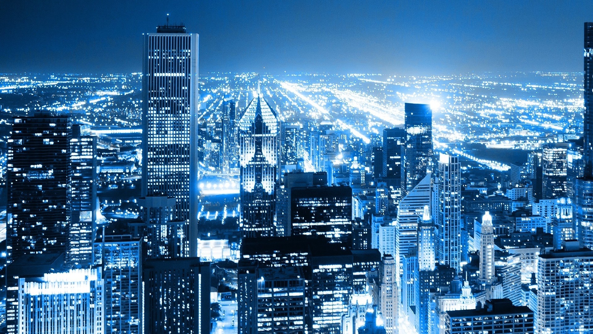 Download mobile wallpaper Cities, Night, City, Chicago, Man Made for free.
