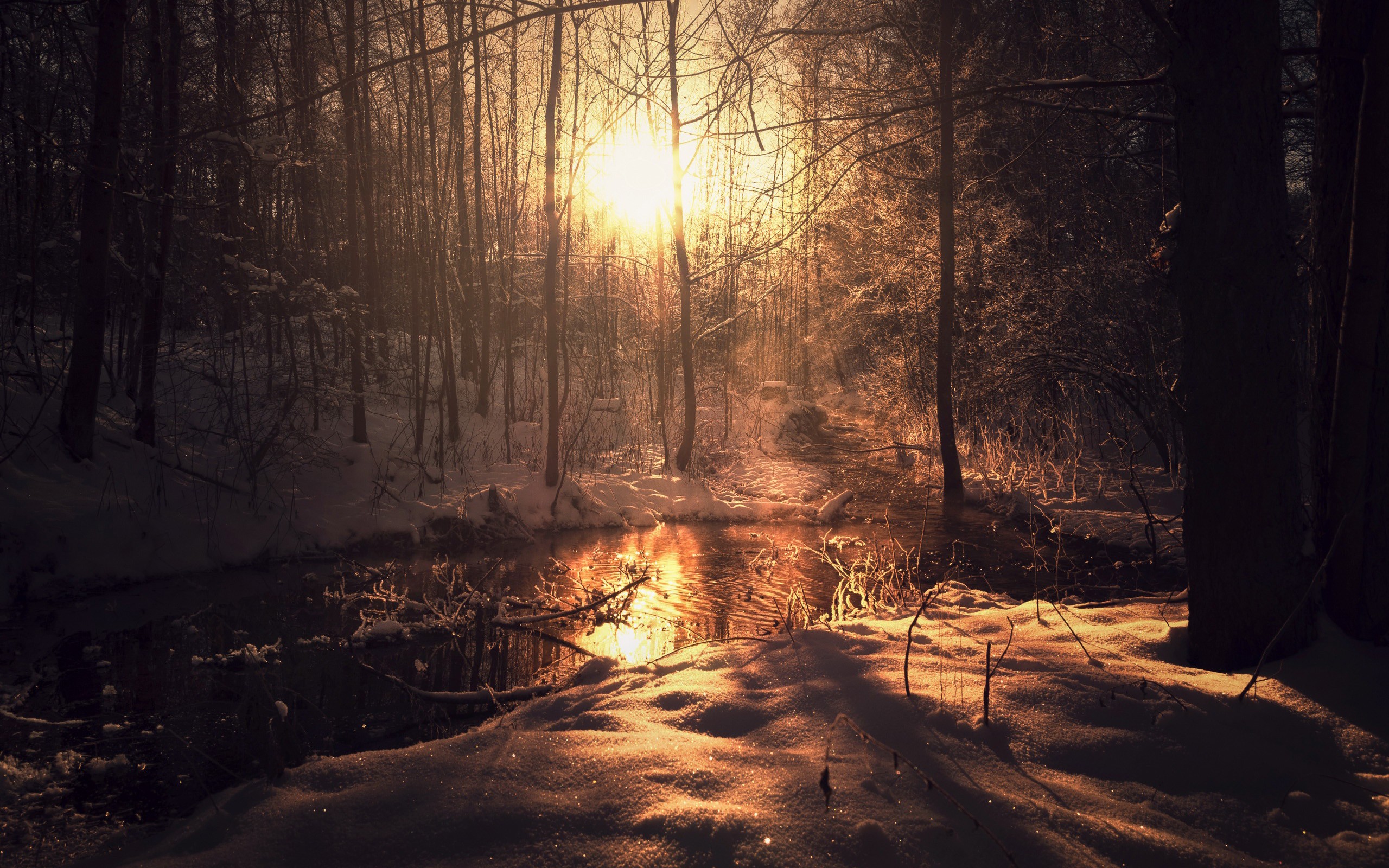 Baixe gratuitamente a imagem Pôr Do Sol, Neve, Corrente, Terra/natureza na área de trabalho do seu PC