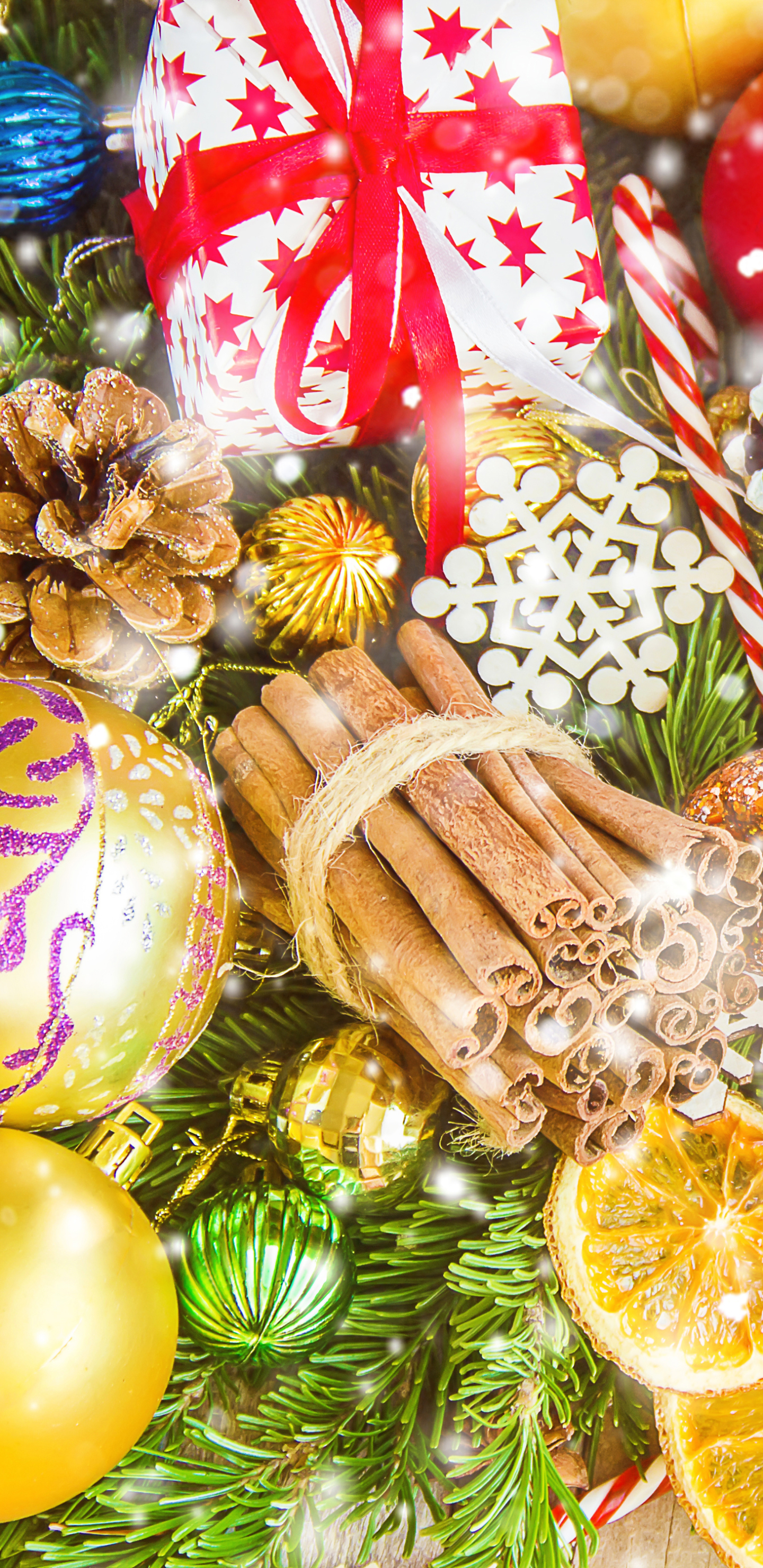 Download mobile wallpaper Cinnamon, Christmas, Holiday, Gift, Christmas Ornaments, Bauble for free.