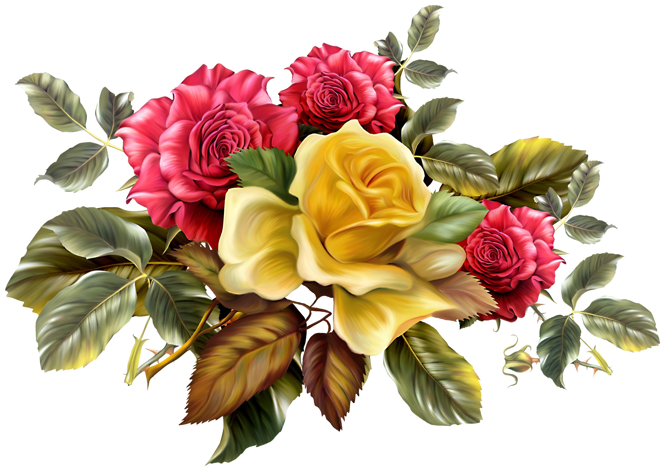 Handy-Wallpaper Blumen, Blume, Rose, Blatt, Gelbe Blume, Künstlerisch, Pinke Blume kostenlos herunterladen.