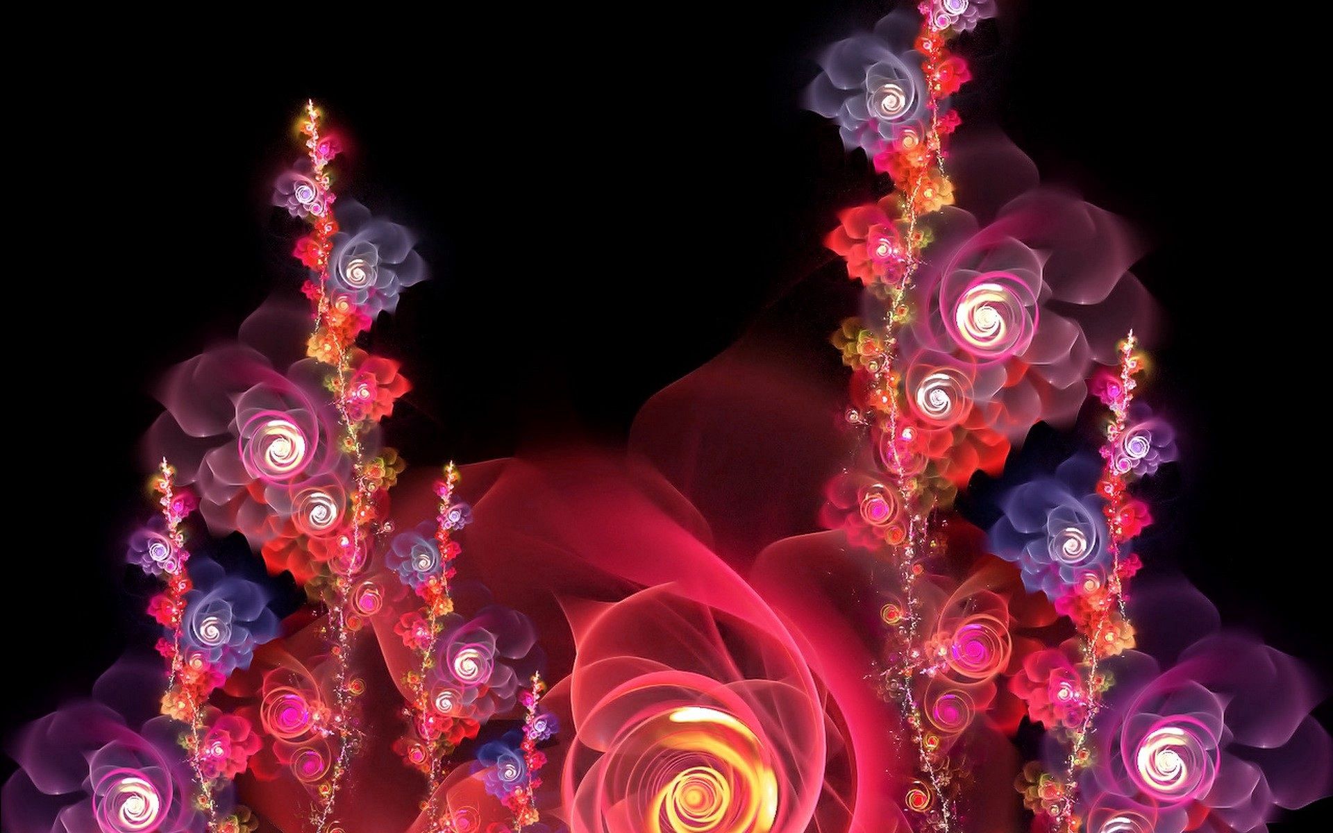 Download mobile wallpaper Flowers, Abstract, Fractal, Bright for free.