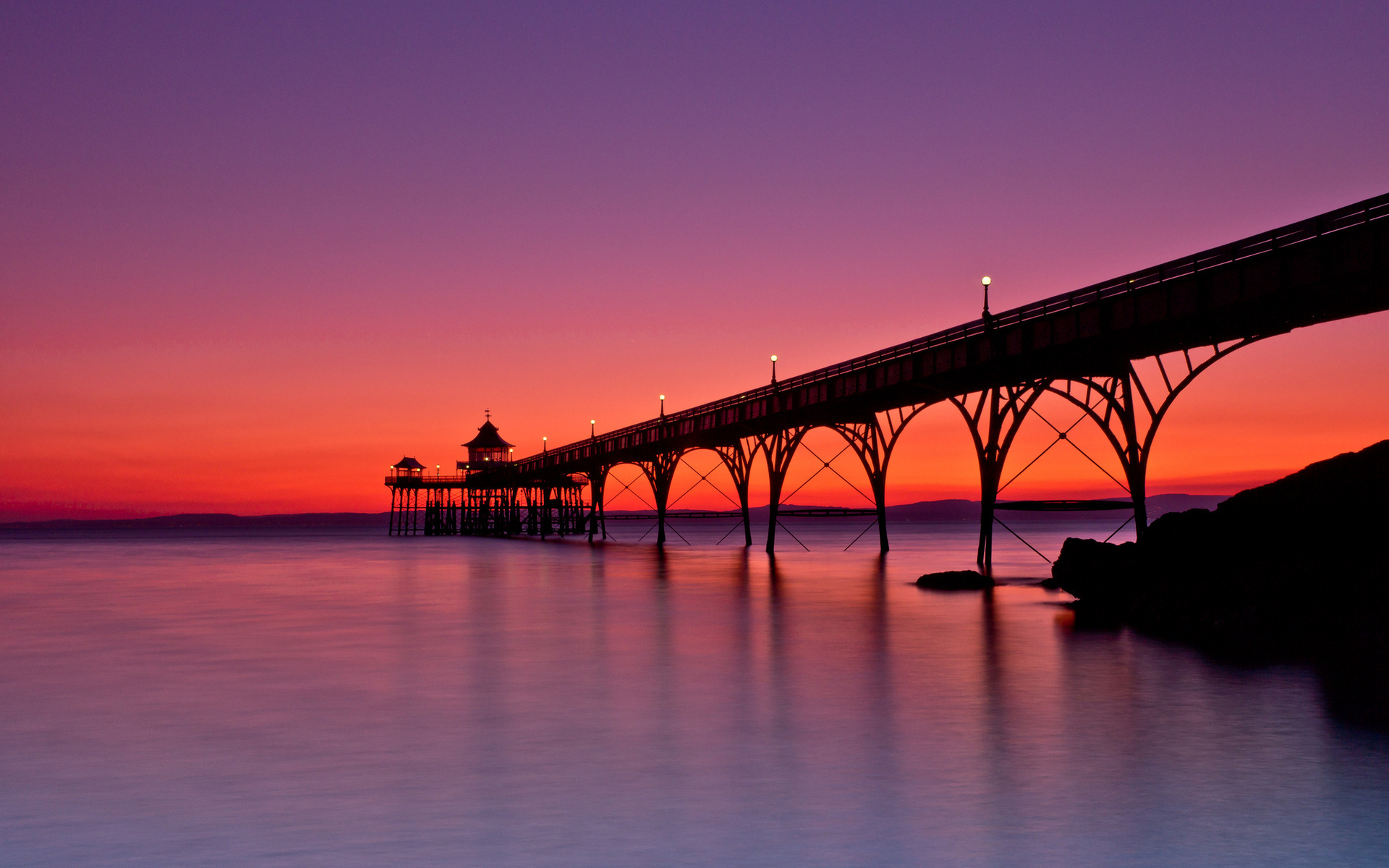 Download mobile wallpaper Sunset, Sky, Sea, Pier, Ocean, Sunrise, Scenic, Man Made for free.