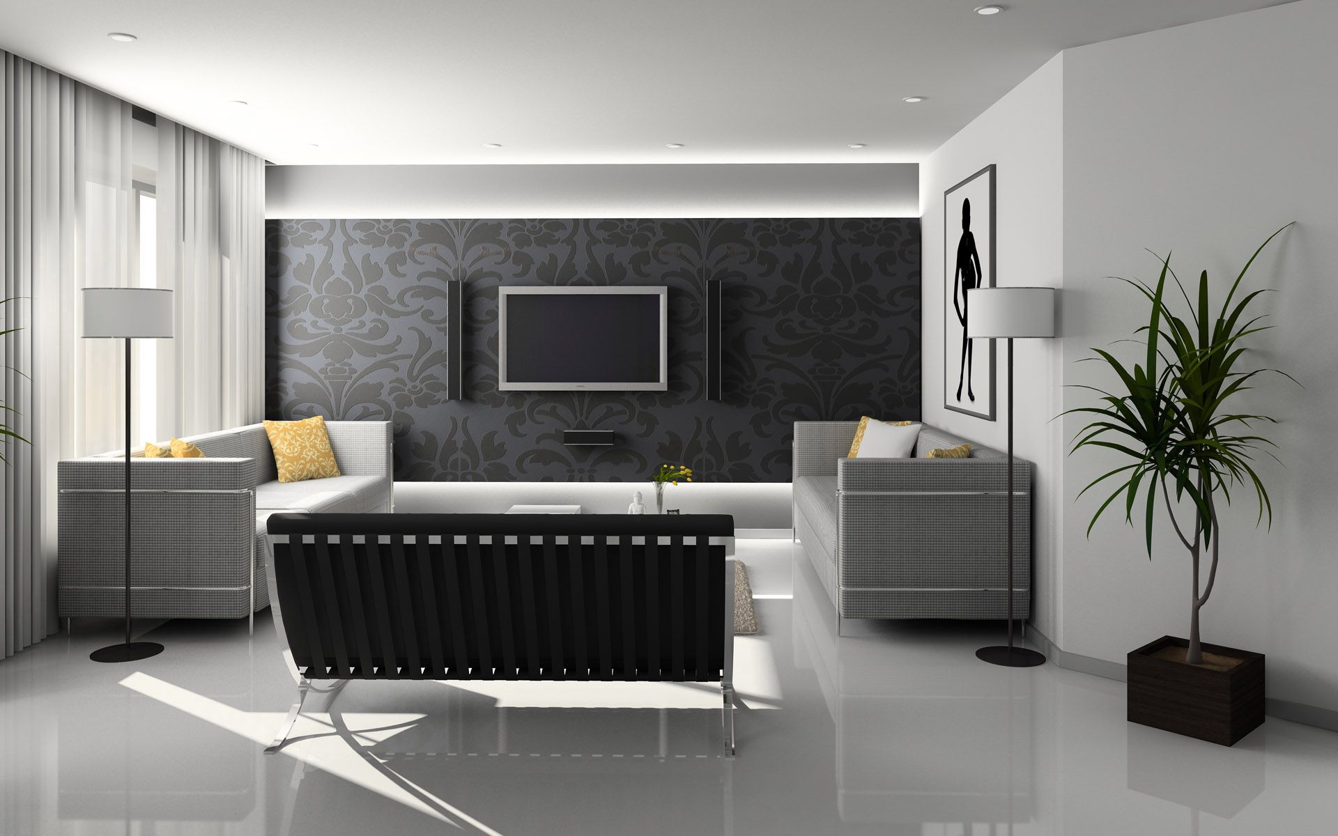 Free HD living room, interior, miscellanea, miscellaneous, room, style, sofa, television, television set