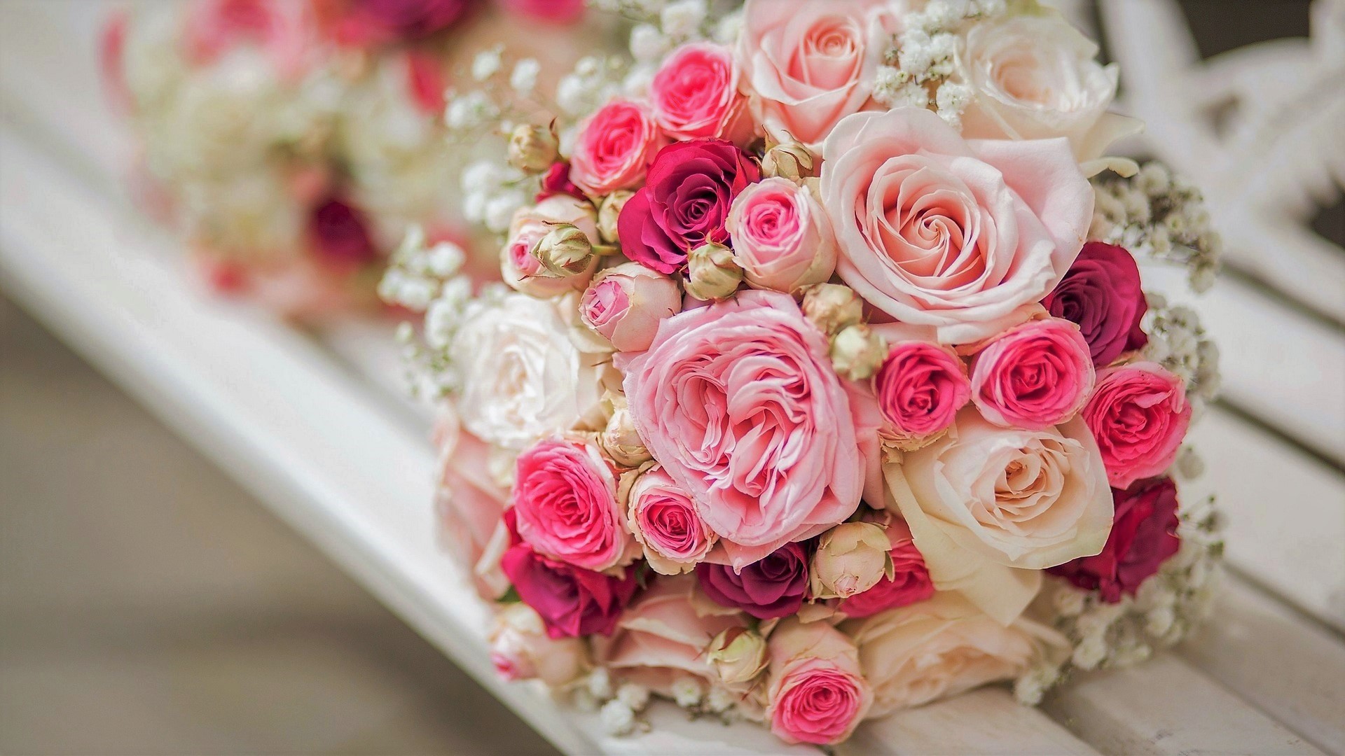 Handy-Wallpaper Blume, Rose, Strauß, Menschengemacht, Pinke Blume kostenlos herunterladen.