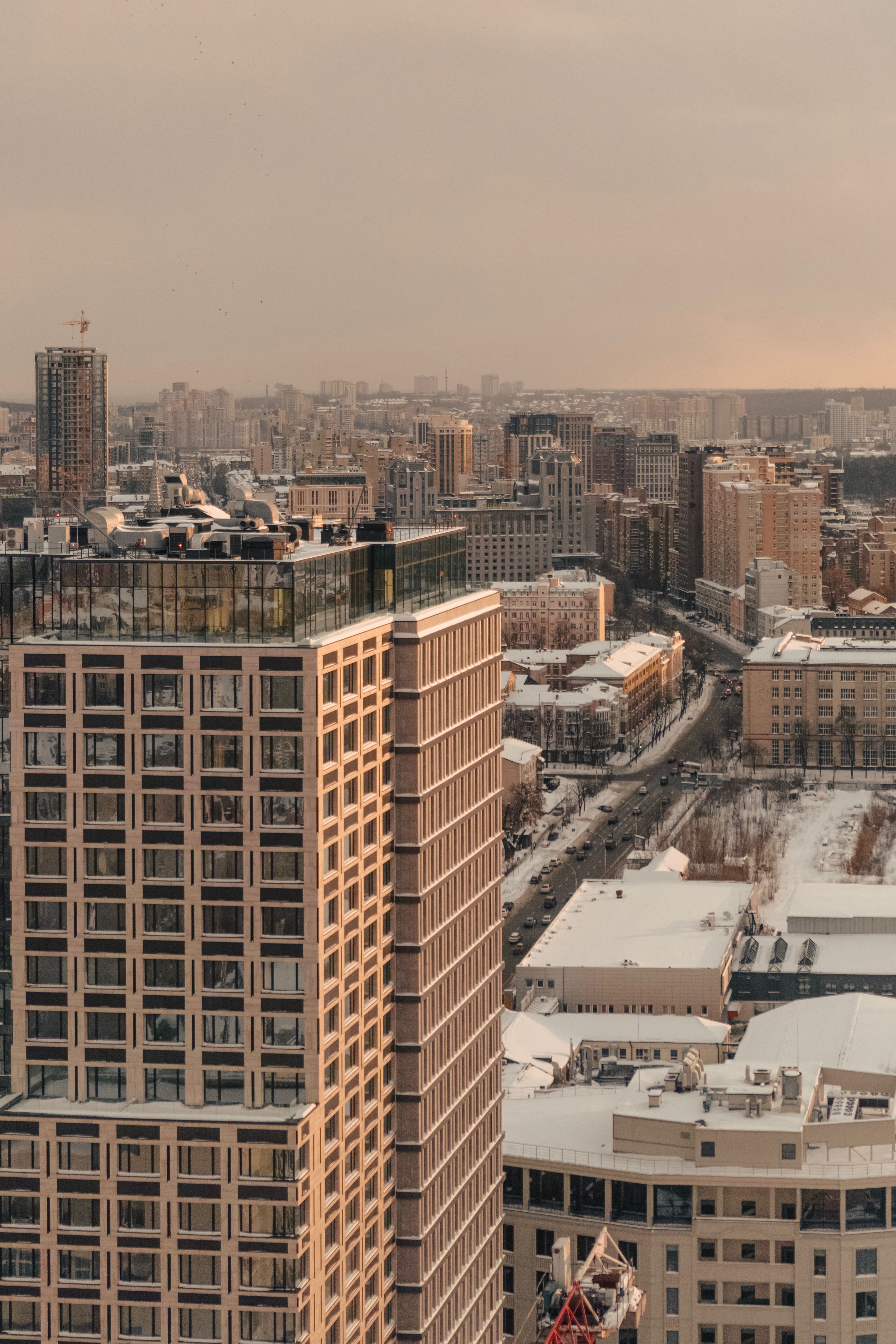 kiev, ukraine, cities, winter, snow, city, building, view from above