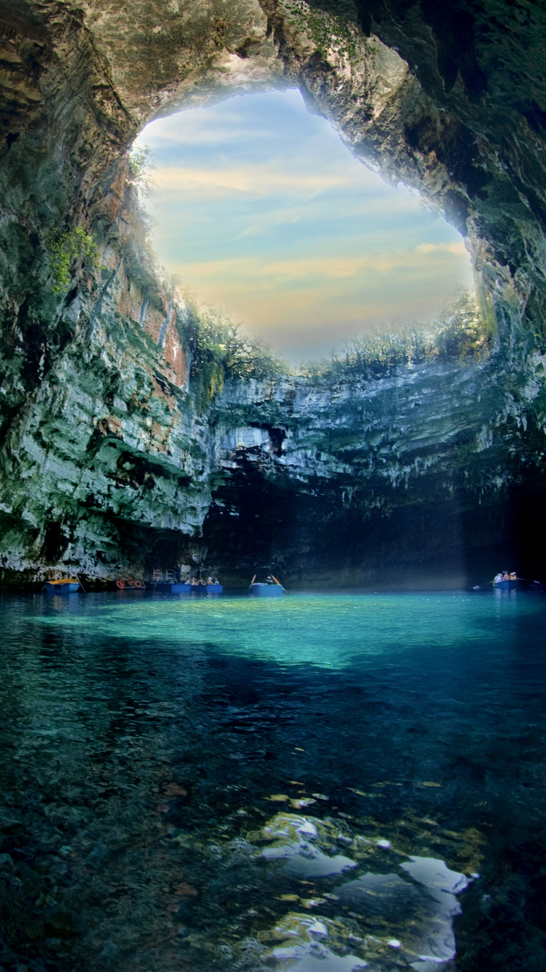 Téléchargez des papiers peints mobile Falaise, Grotte, Lumière Du Soleil, Grèce, Terre/nature, Grotte De Melissani, Grottes gratuitement.