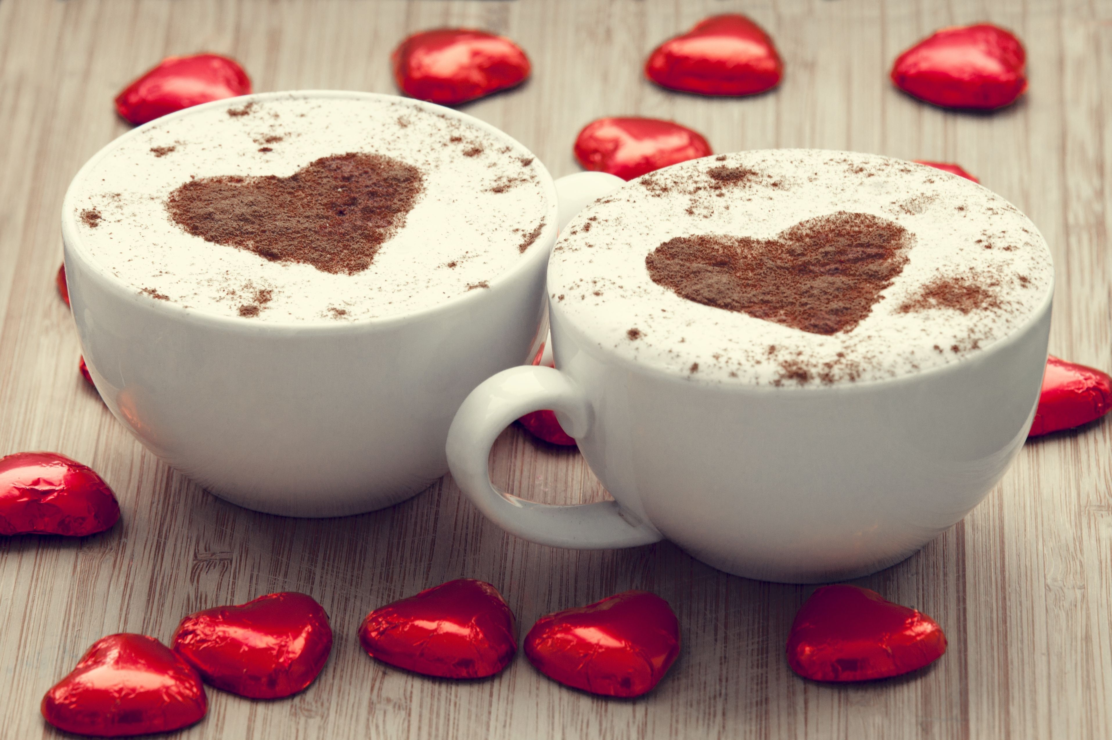 Download mobile wallpaper Food, Chocolate, Love, Coffee, Cup, Heart, Romantic for free.
