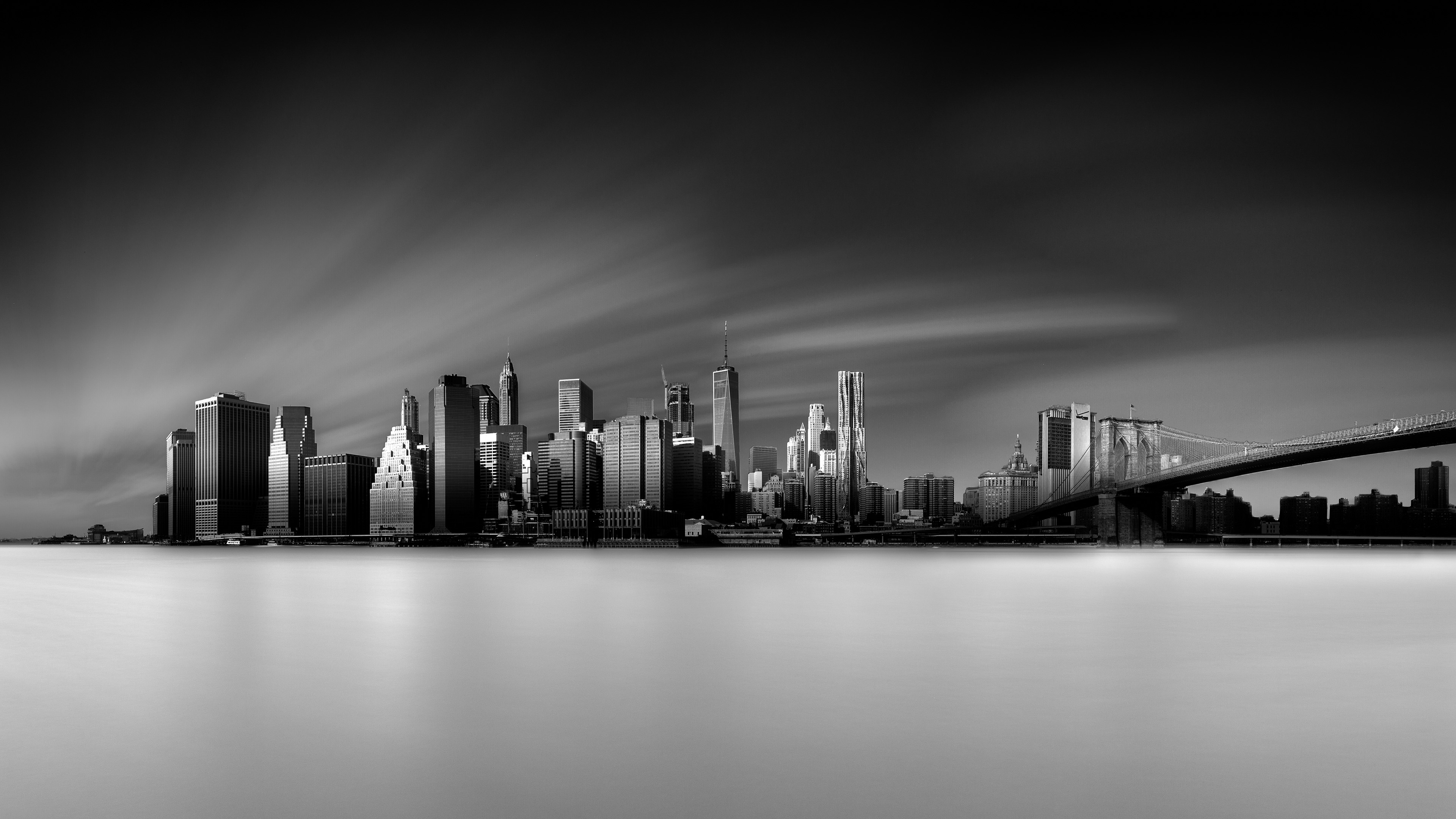 Download mobile wallpaper Cities, City, Skyscraper, Building, Cityscape, New York, Man Made, Black & White for free.