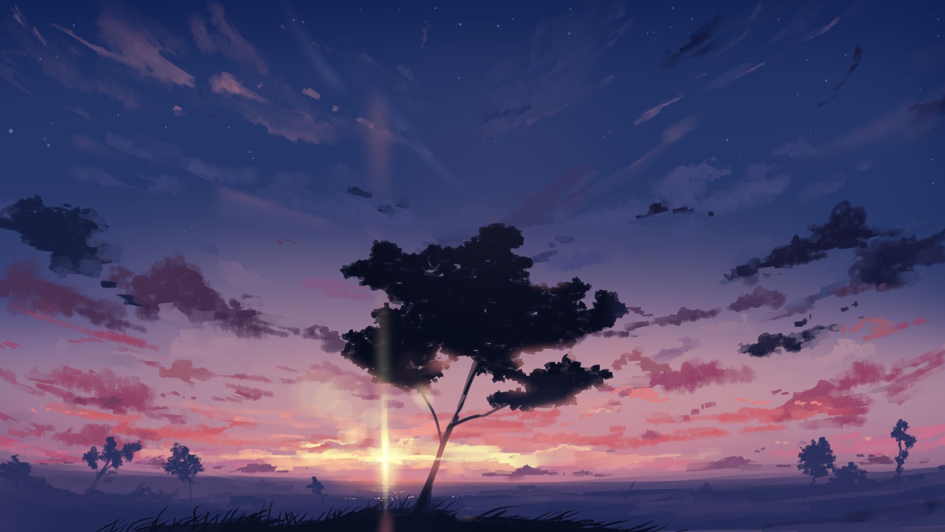 Скачать картинку Аниме, Закат, Небо, Восход Солнца в телефон бесплатно.