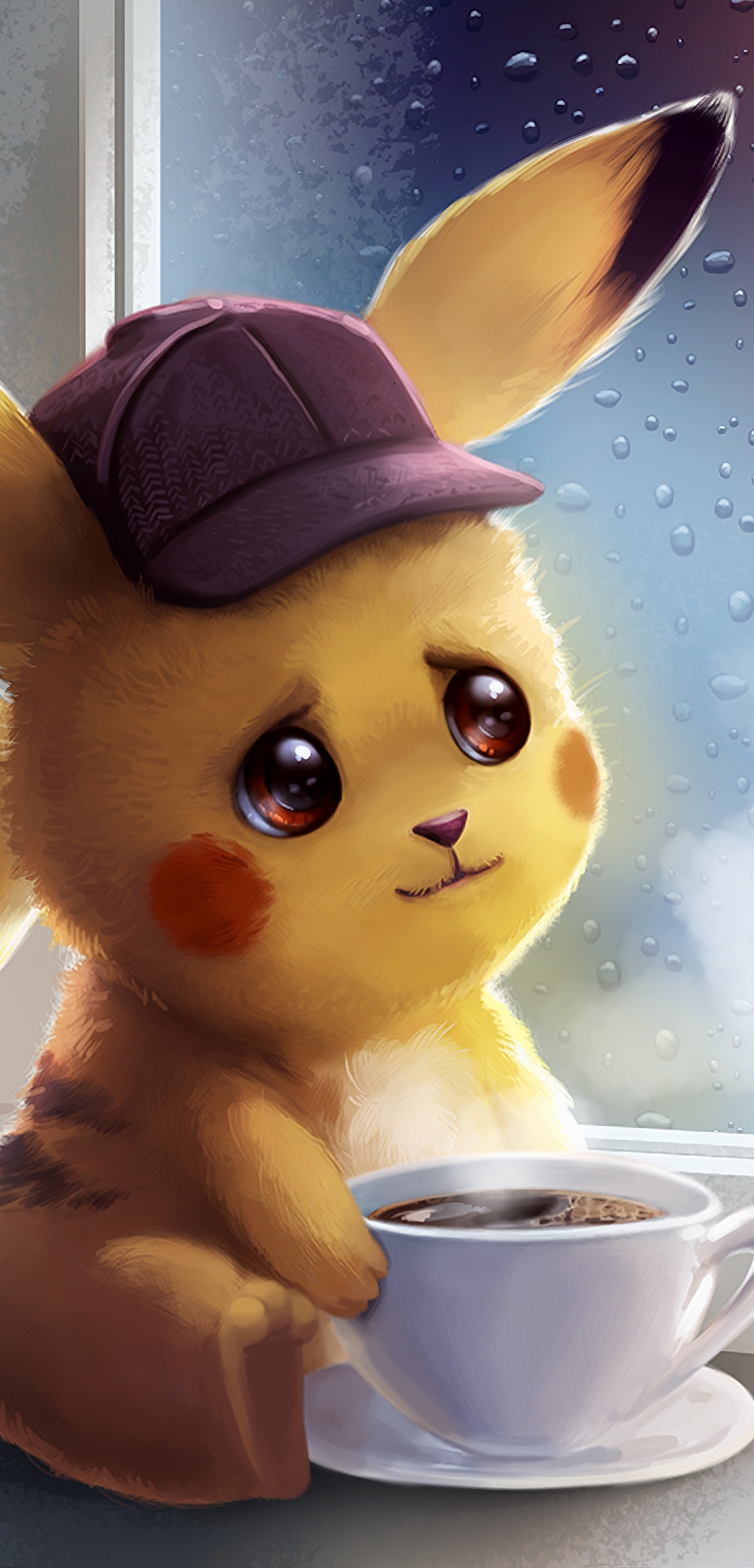 Download mobile wallpaper Coffee, Cup, Pokémon, Hat, Pikachu, Movie, Pokémon Detective Pikachu for free.
