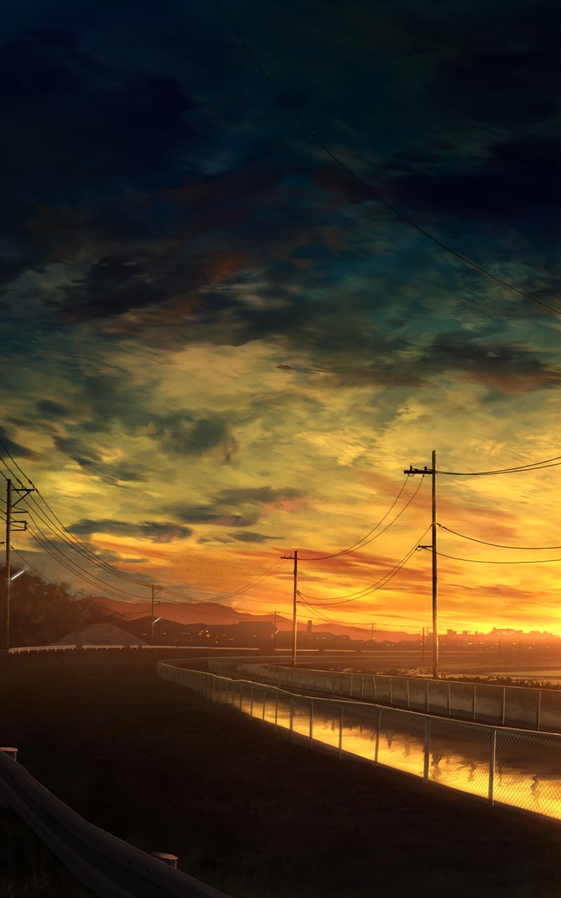 Download mobile wallpaper Anime, Sunset, Sky for free.