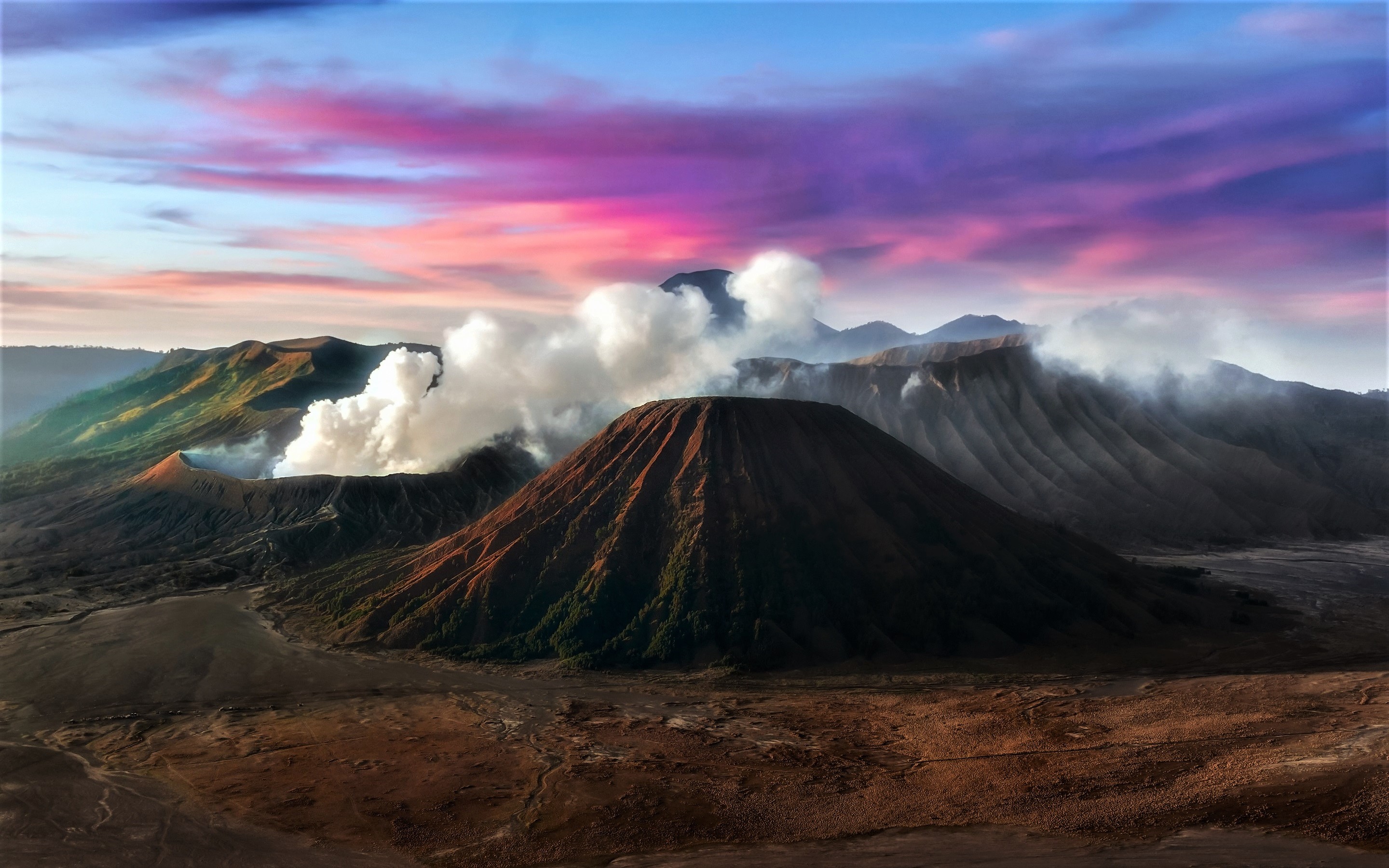 442064画像をダウンロード地球, 火山, クレーター, 山, 煙, 日没-壁紙とスクリーンセーバーを無料で