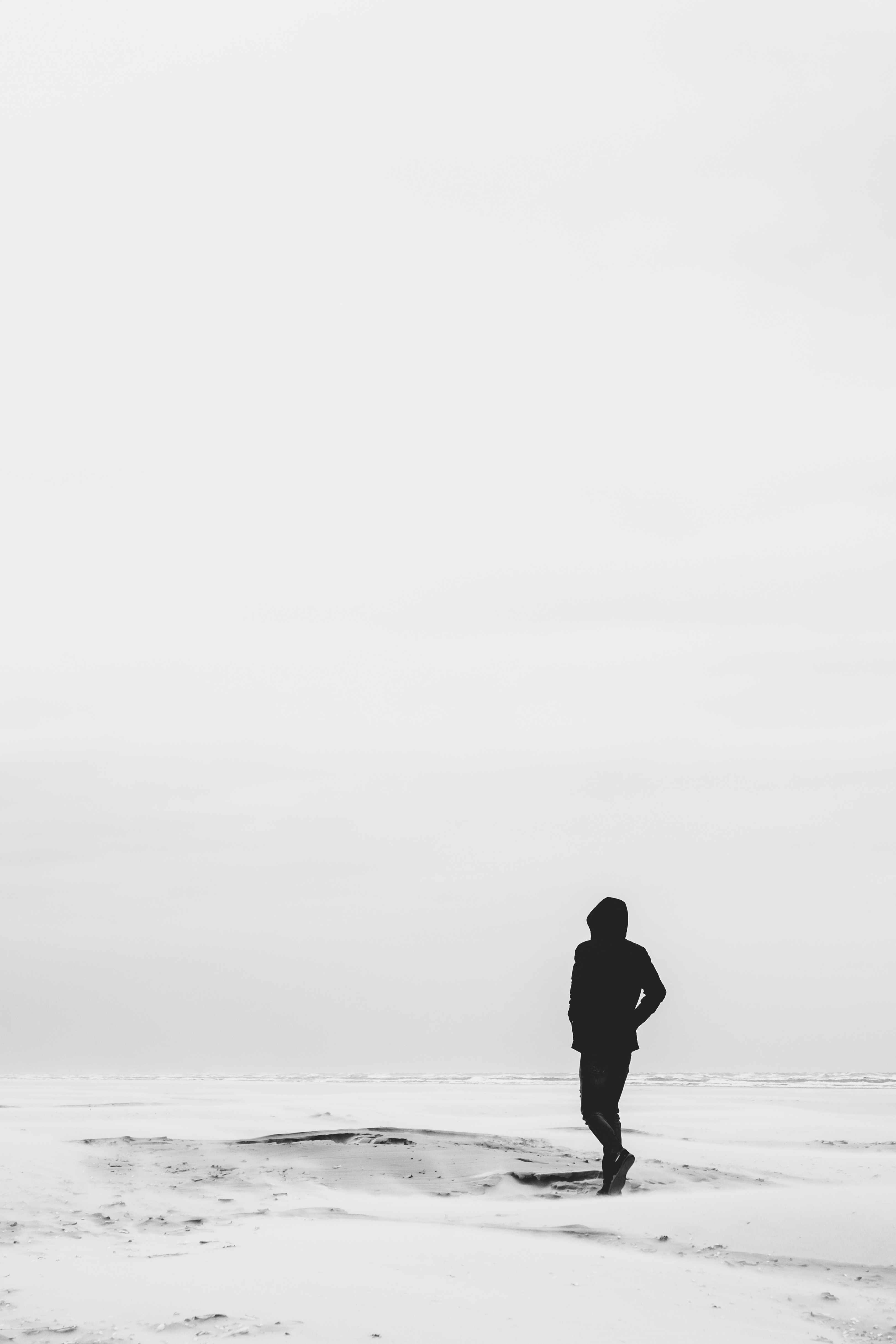bw, loneliness, alone, sand, desert, miscellanea, miscellaneous, chb, lonely HD wallpaper