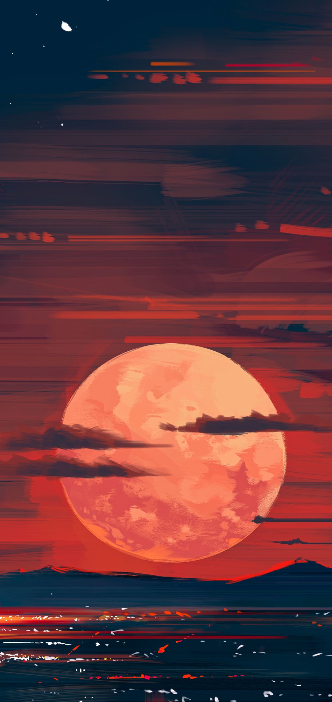 Download mobile wallpaper Sunset, Moon, Artistic for free.