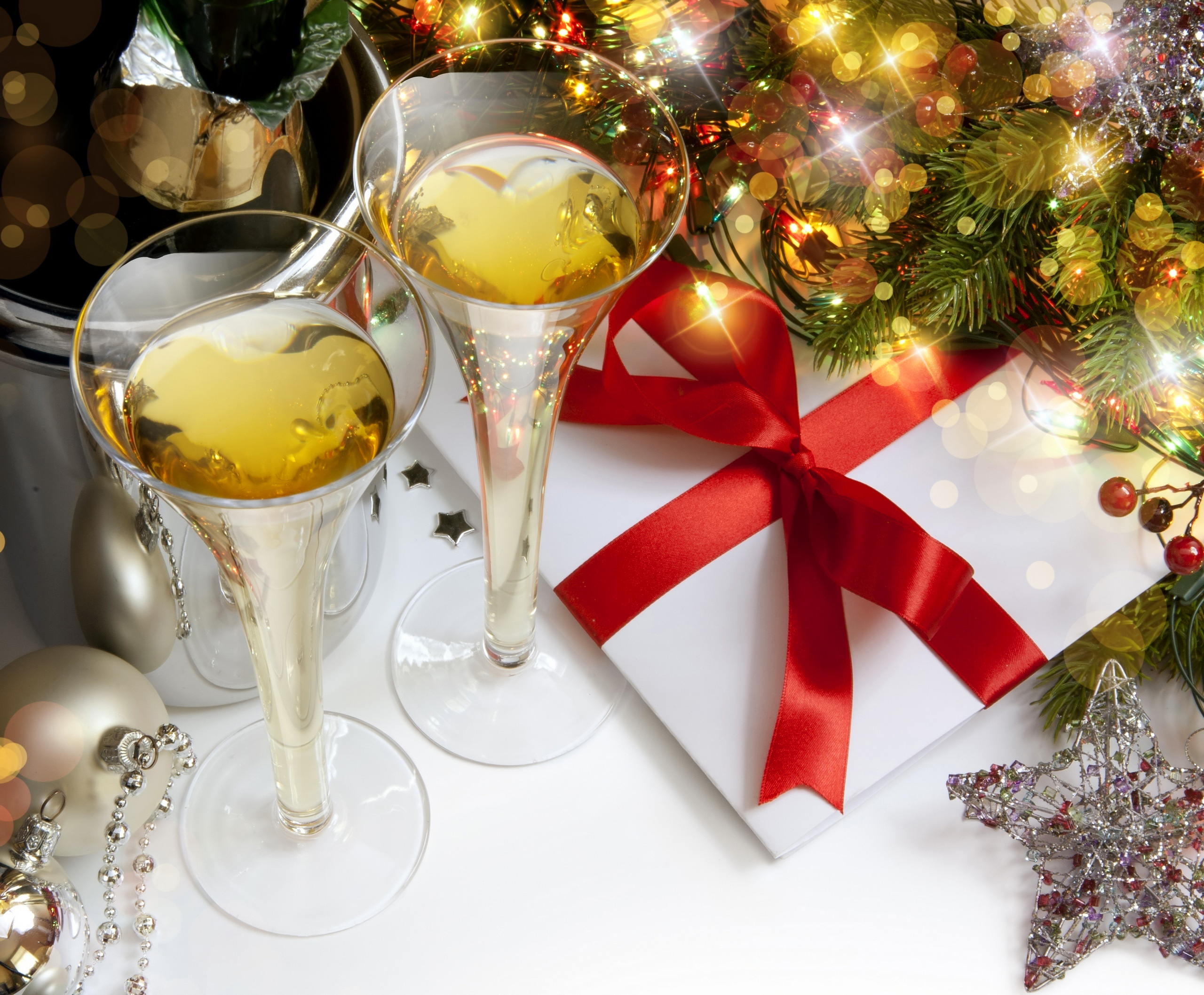 holiday, christmas, champagne, gift, glass
