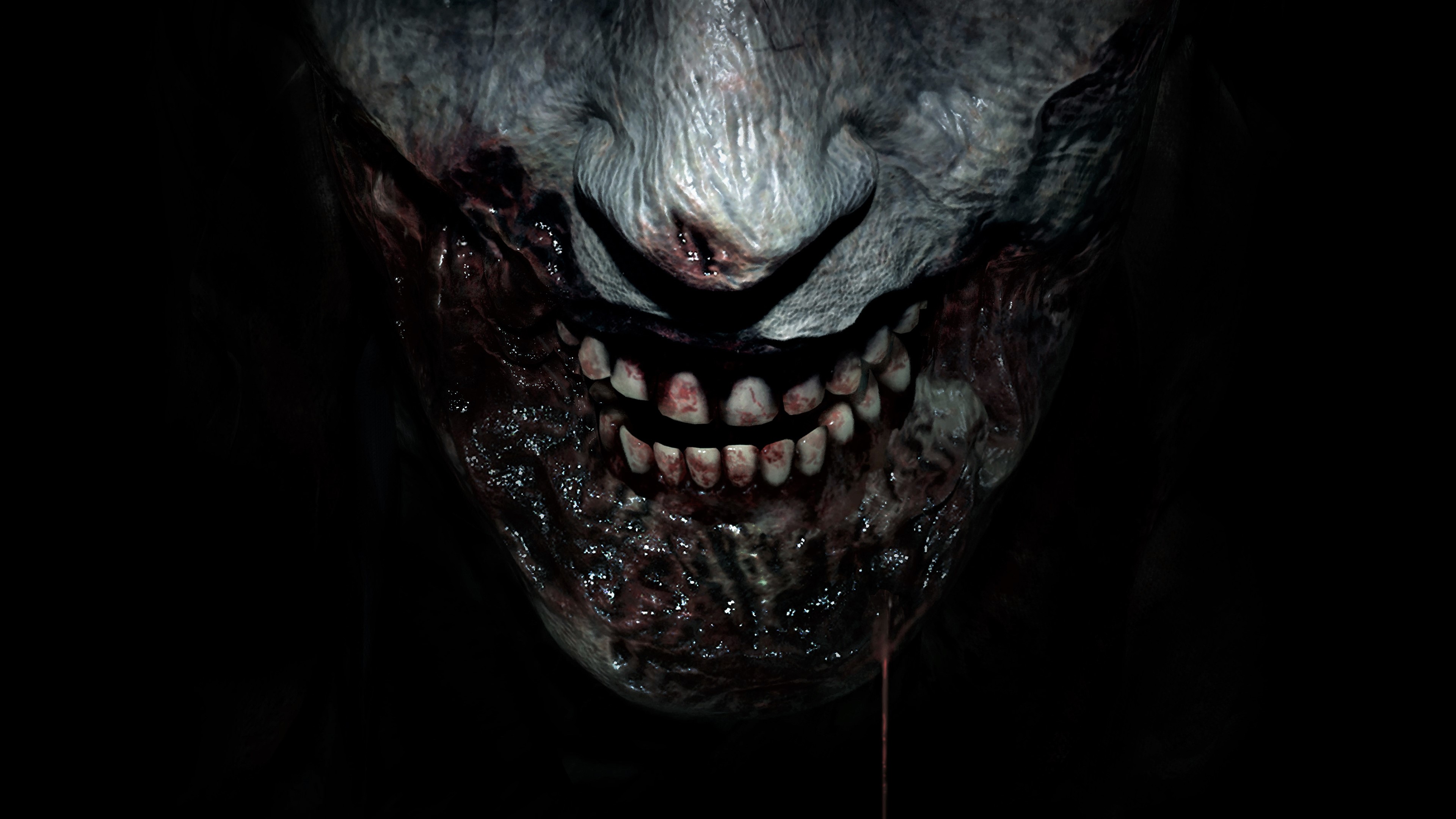 scary, video game, resident evil 2 (2019), blood, dark, teeth, zombie, resident evil