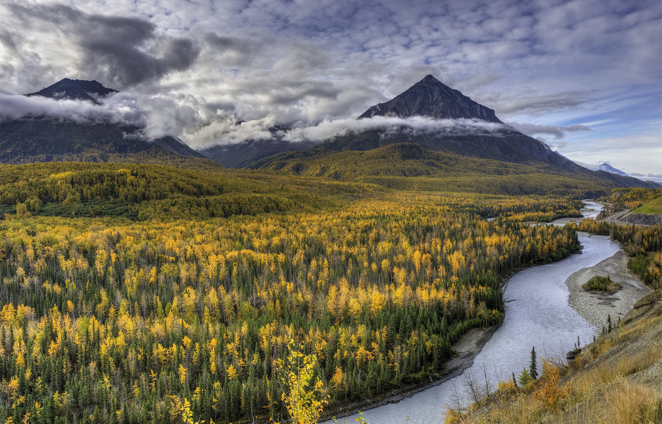earth, landscape, alaska, forest, mountain, nature, river, united states