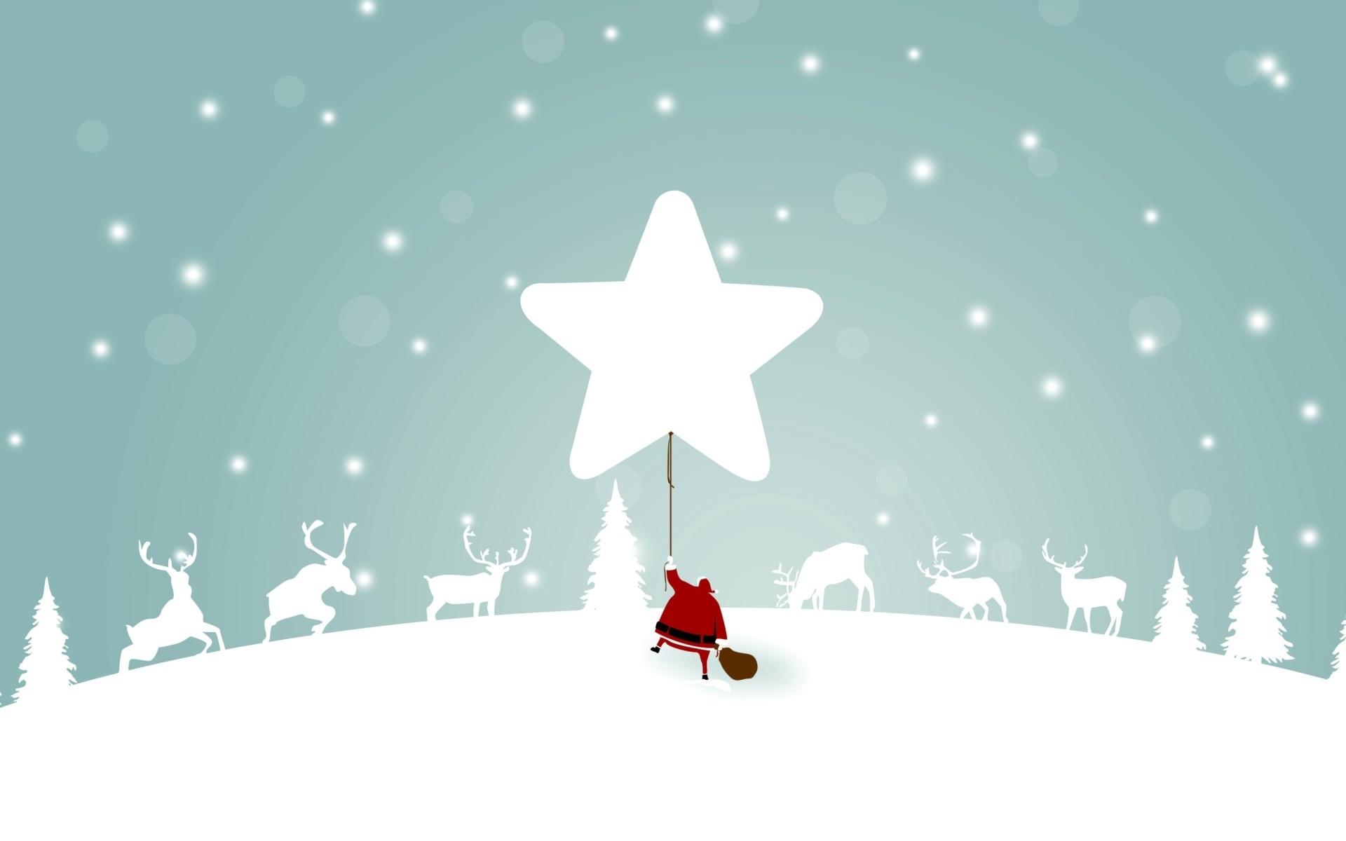 santa claus, holiday, christmas, reindeer, snow, star